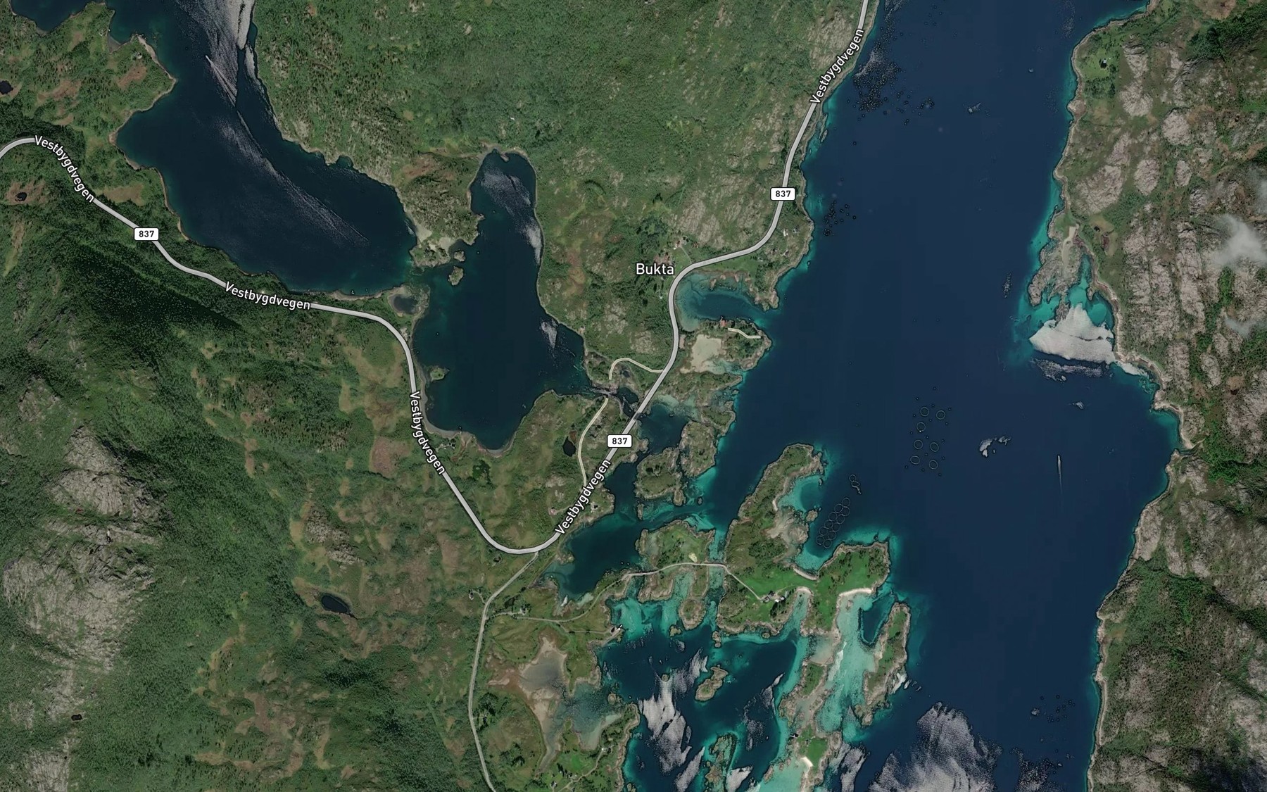 Satellite map of the Straumen