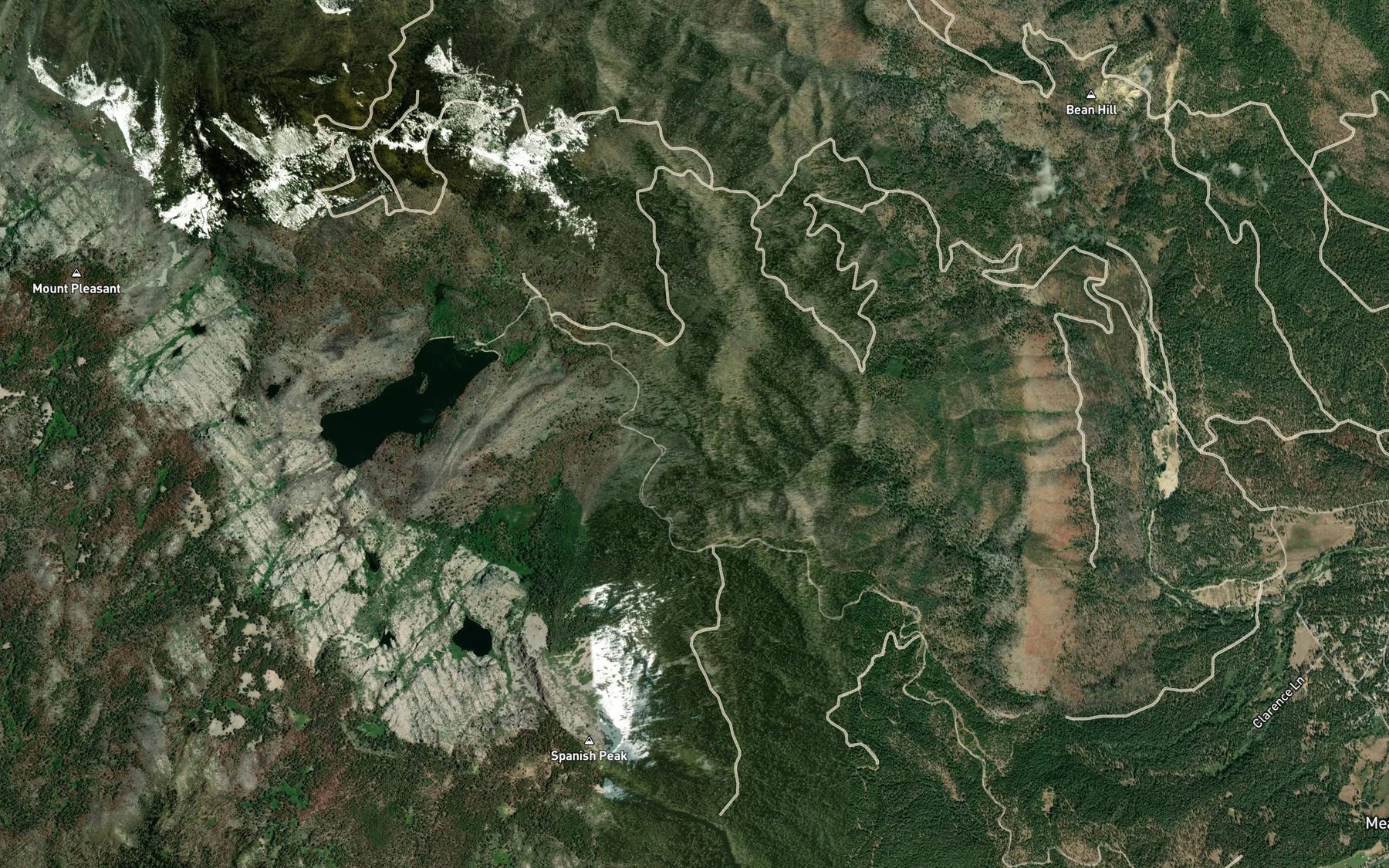 Satellite map of the Jacks Meadow Creek