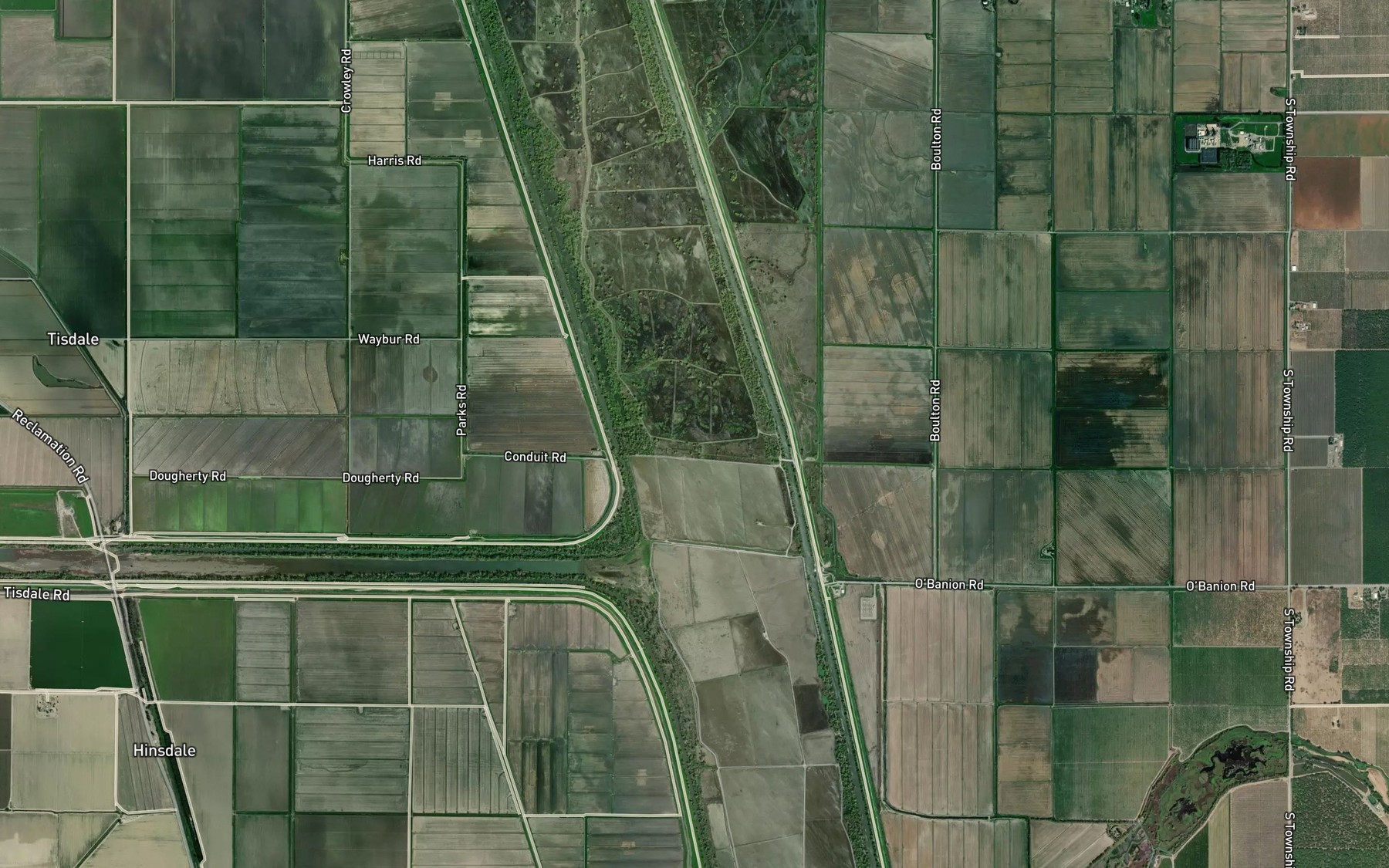 Satellite map of the Sutter By-Pass