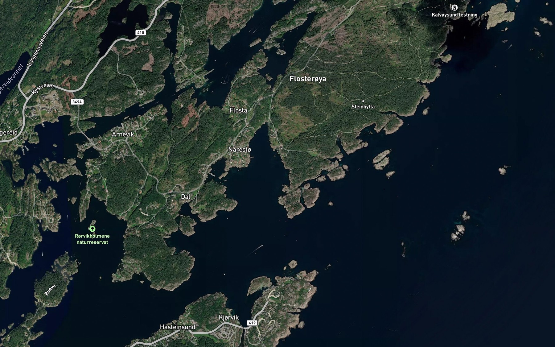 Satellite map of the Breivika