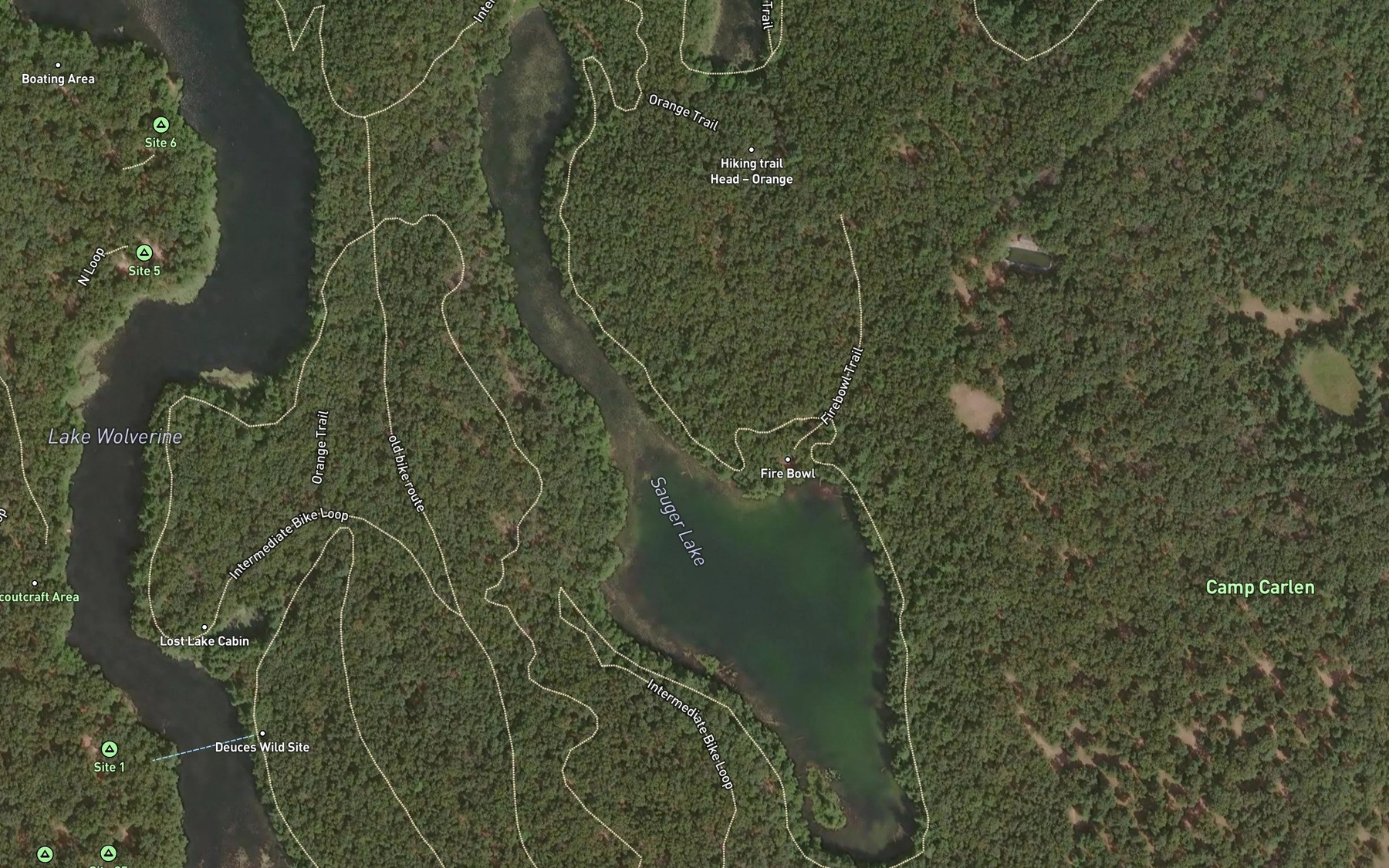 Satellite map of the Sauger Lake
