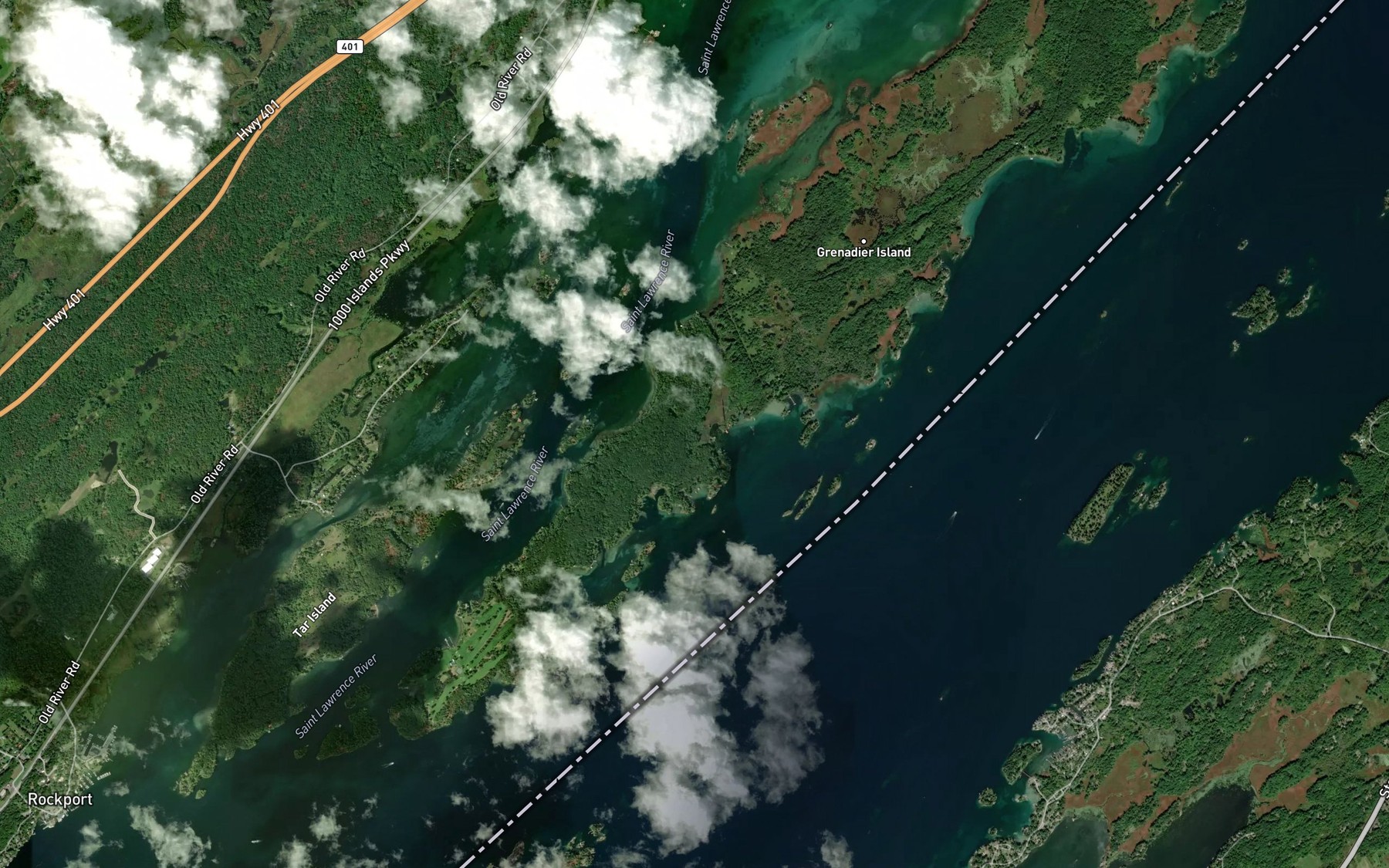 Satellite map of the Senecal Bay