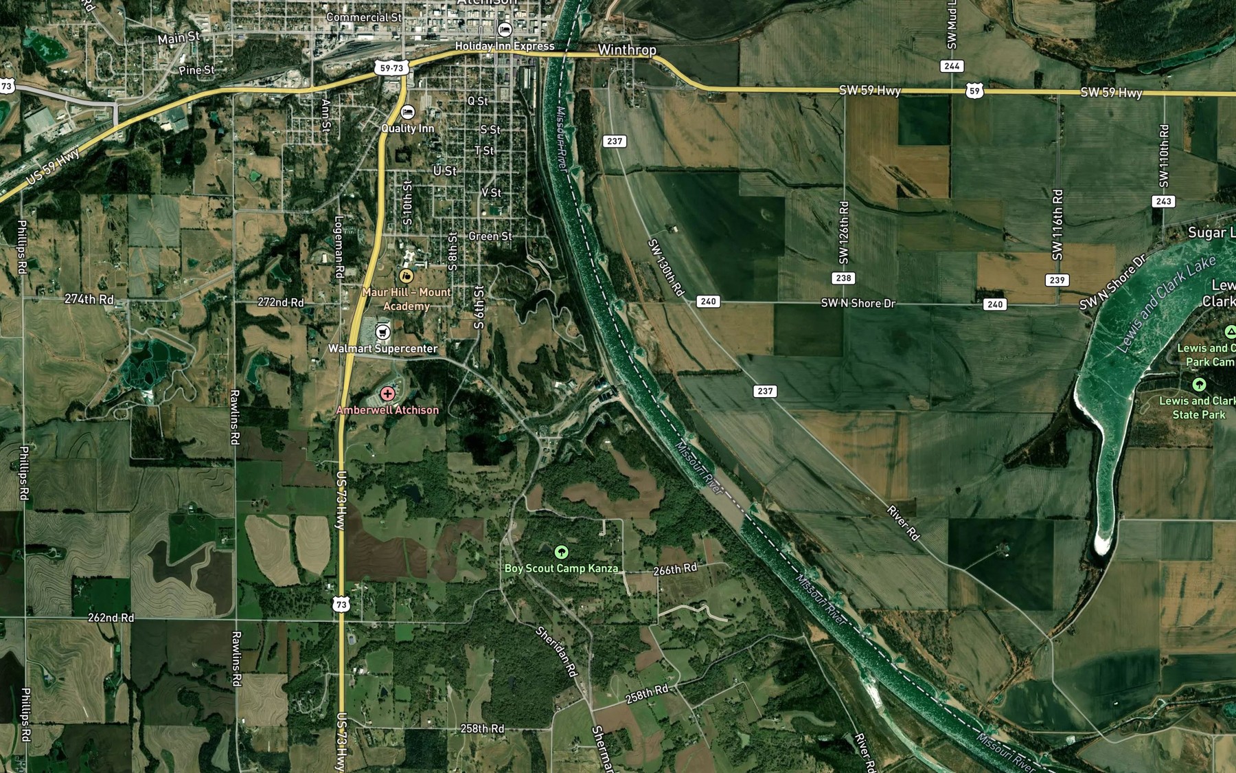 Satellite map of the Whiskey Creek