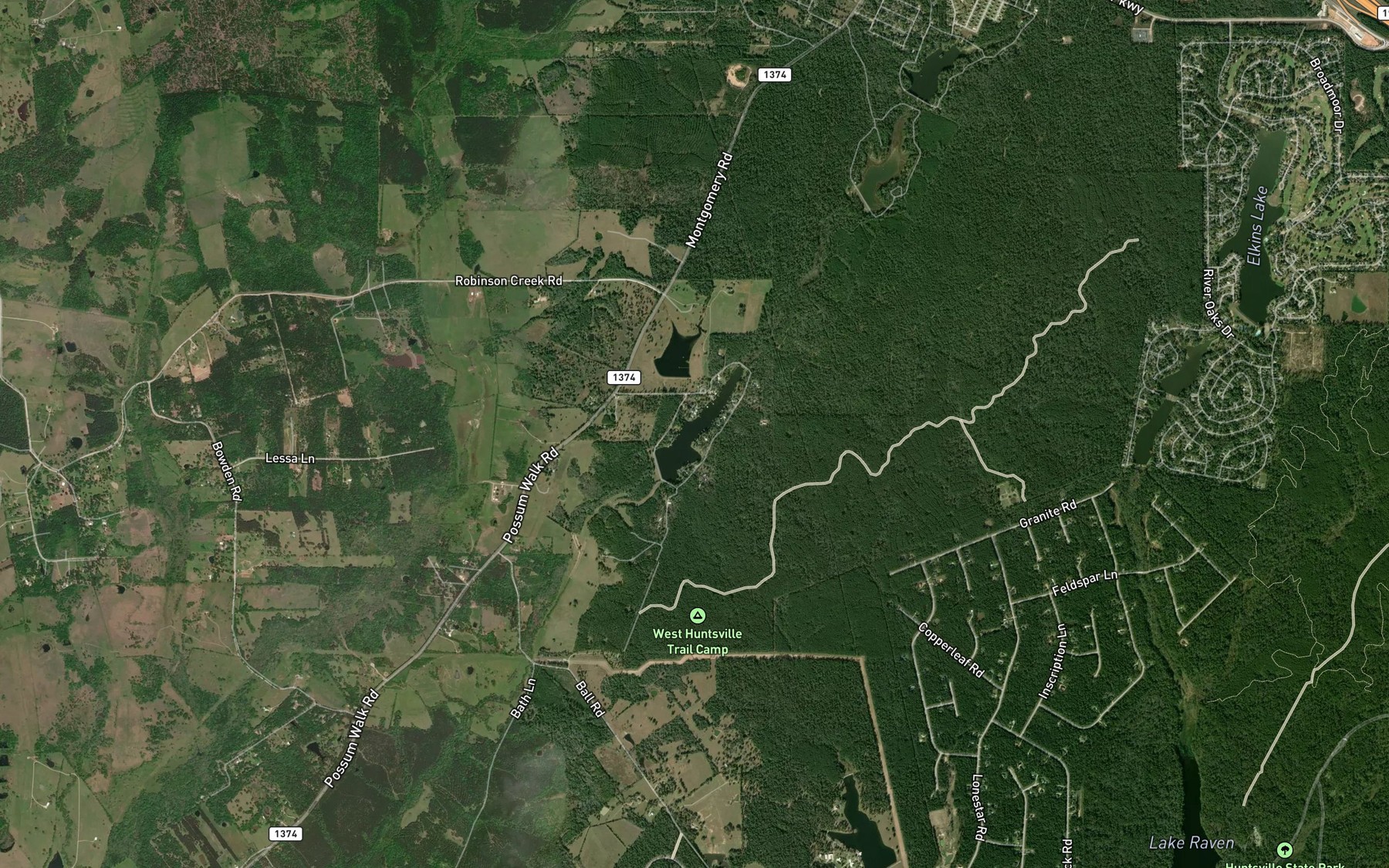 Satellite map of the Sunset Lake