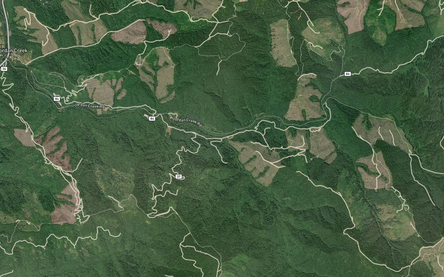 Satellite map of the South Fork Jordan Creek