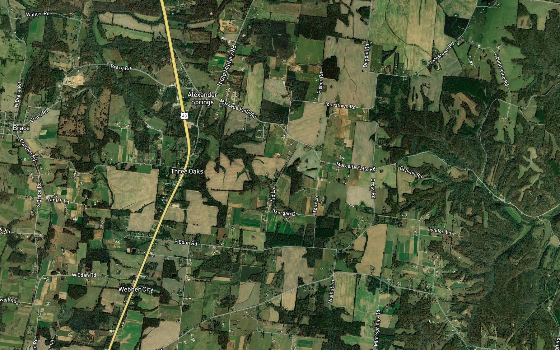Satellite map of the Tanyard Spring