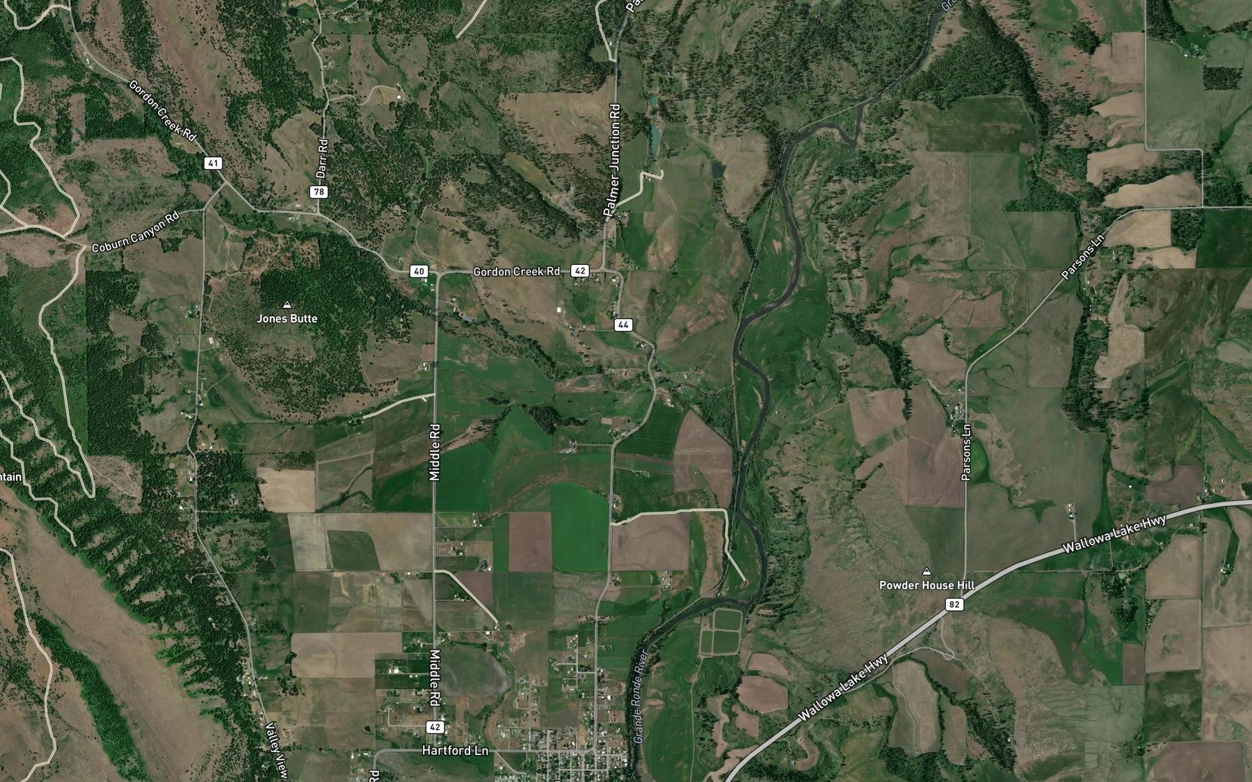 Satellite map of the Medicine Creek