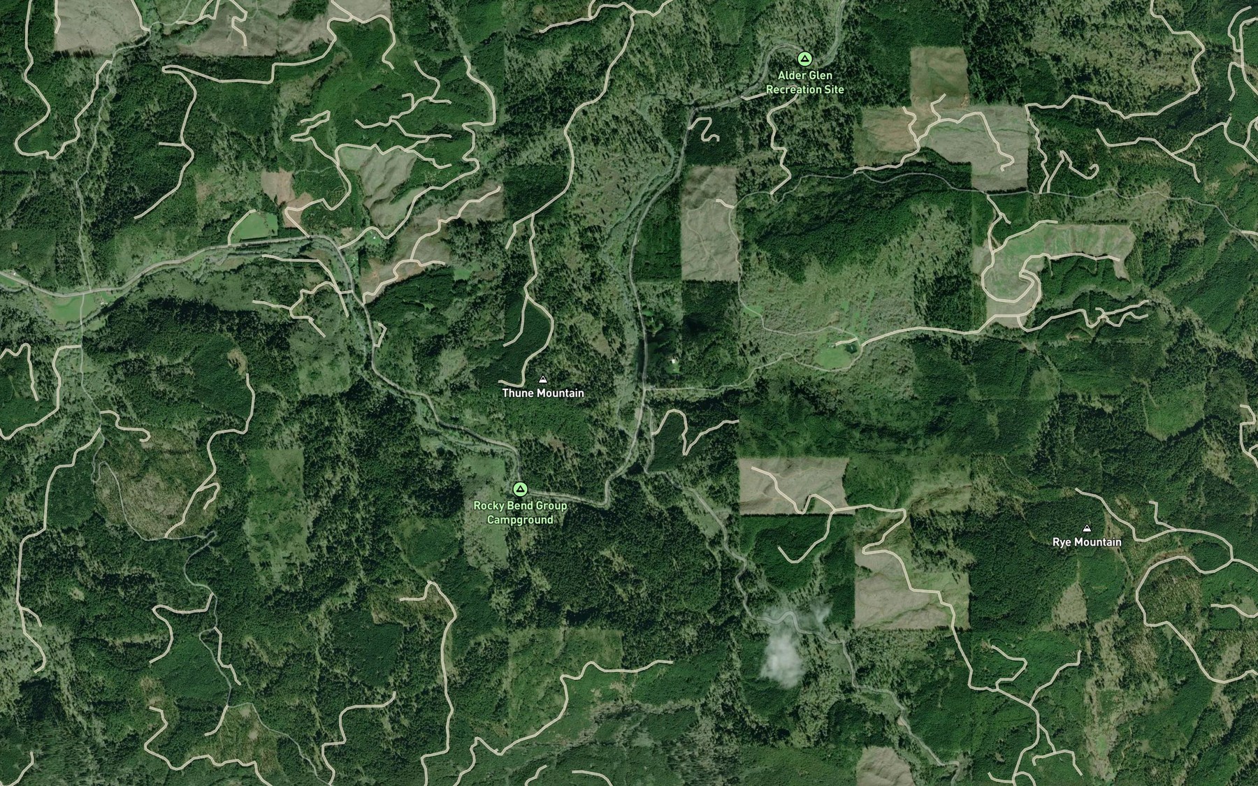 Satellite map of the Testament Creek