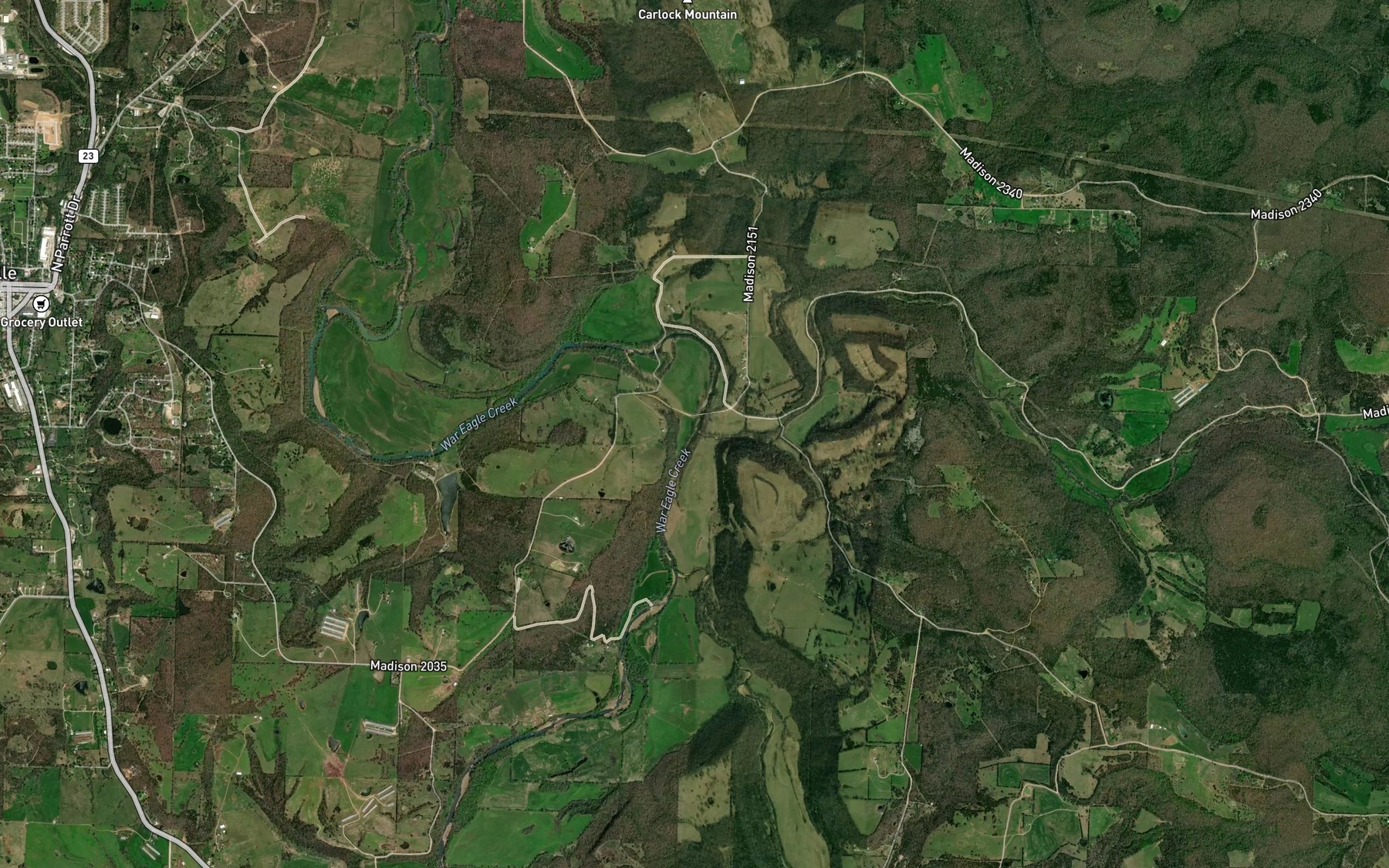 Satellite map of the Reed Creek