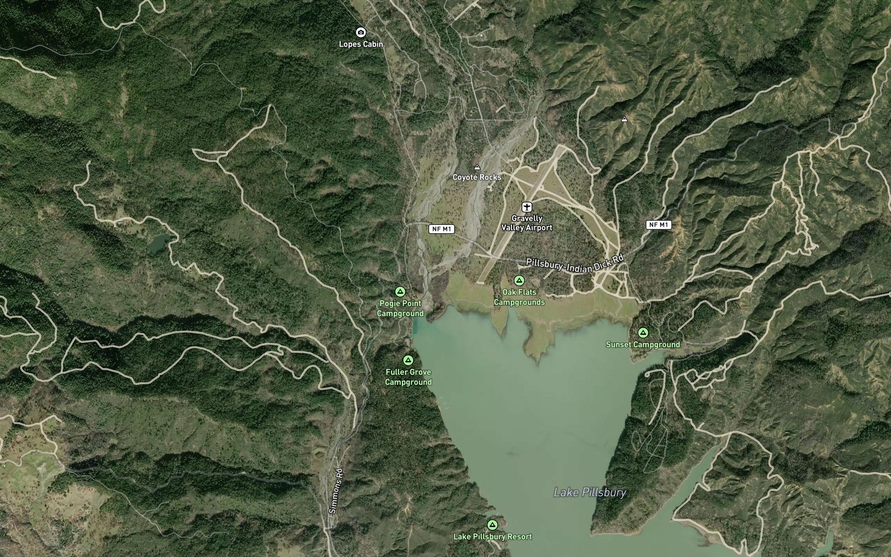 Satellite map of the Smokehouse Creek