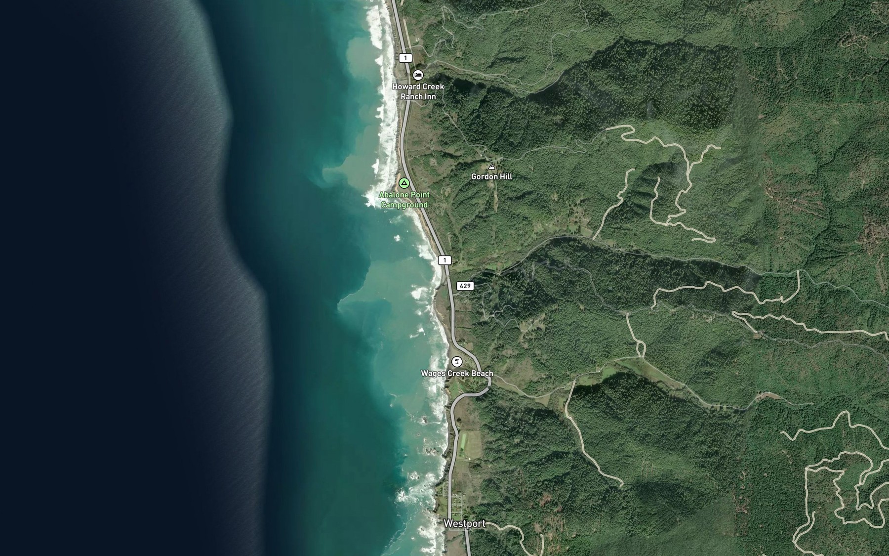 Satellite map of the DeHaven Creek