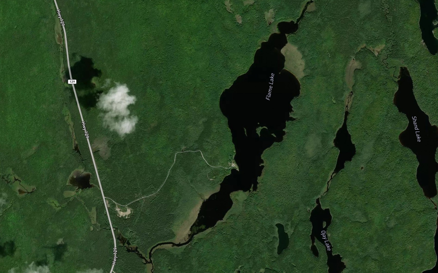 Satellite map of the Flame Lake