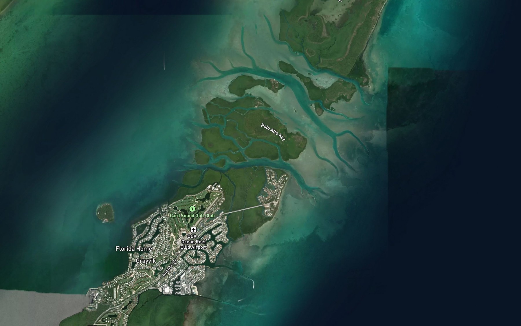Satellite map of the Angelfish Creek