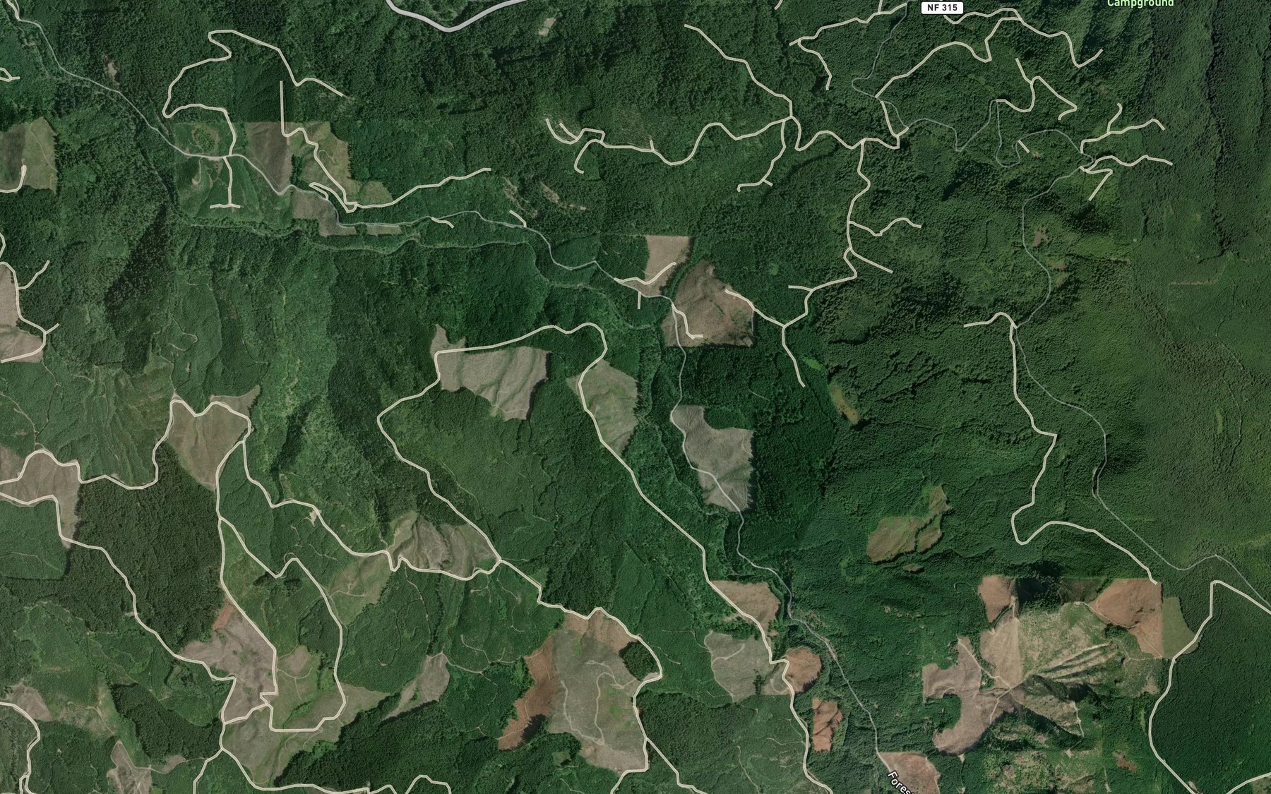 Satellite map of the Flimflam Creek