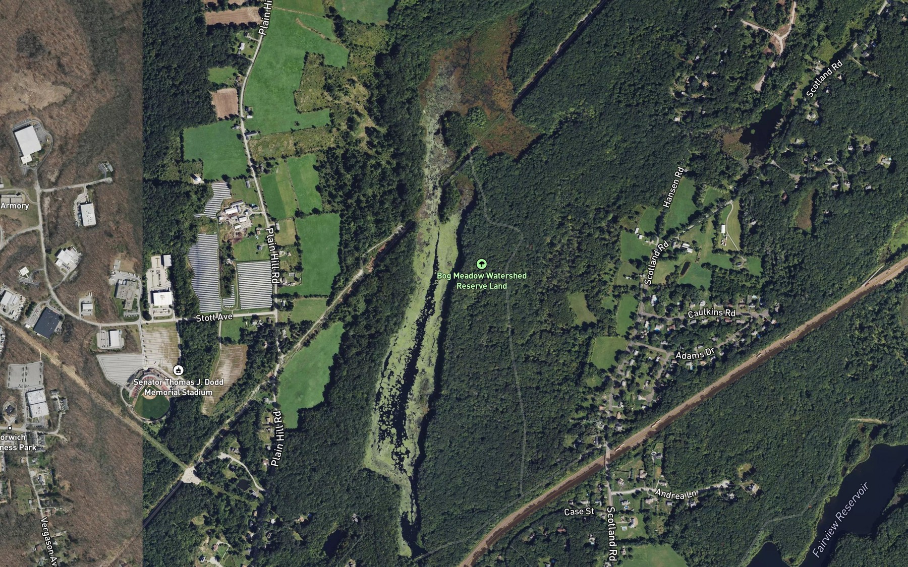 Satellite map of the Bog Meadow Reservoir