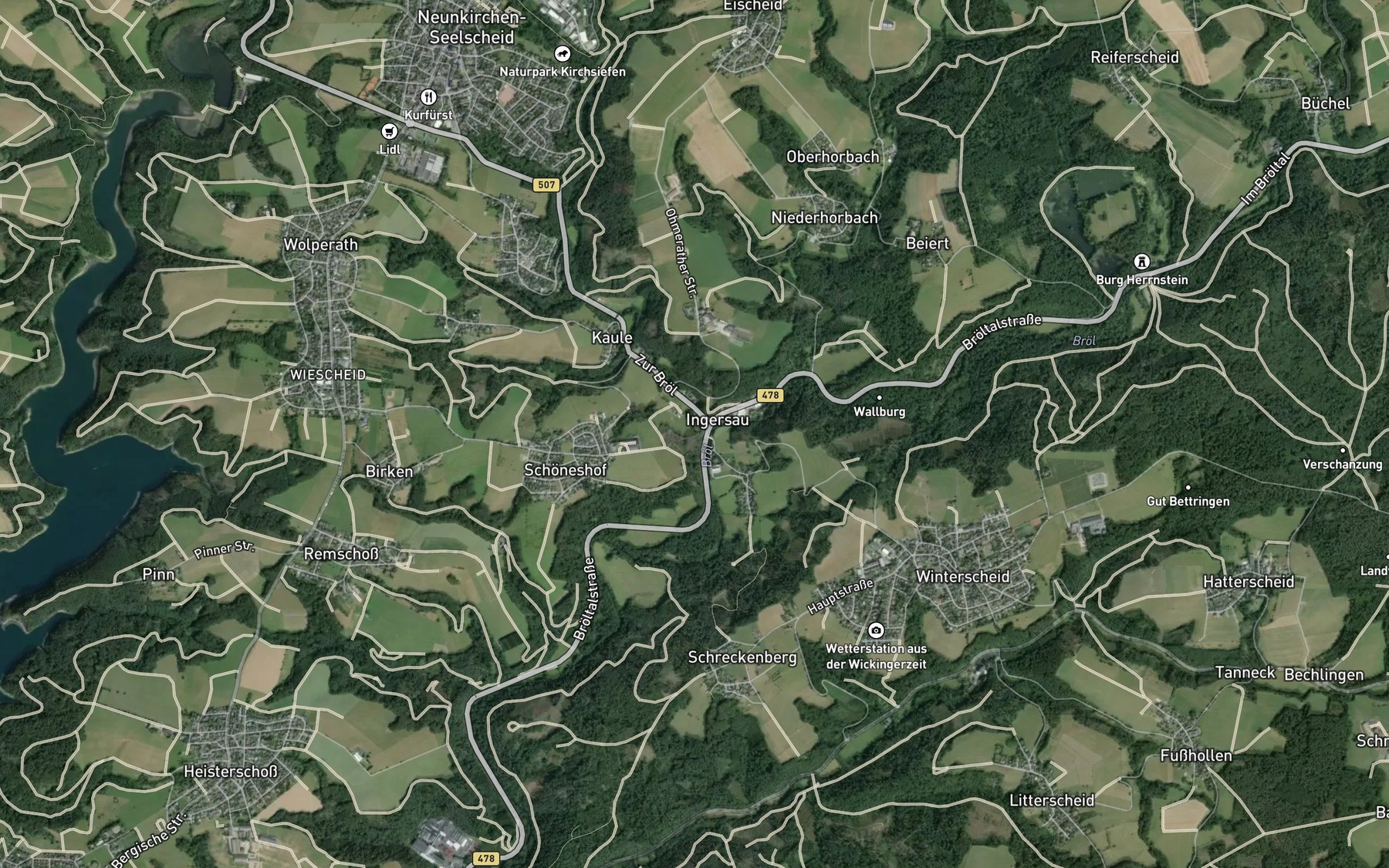 Satellite map of the Dreisbach