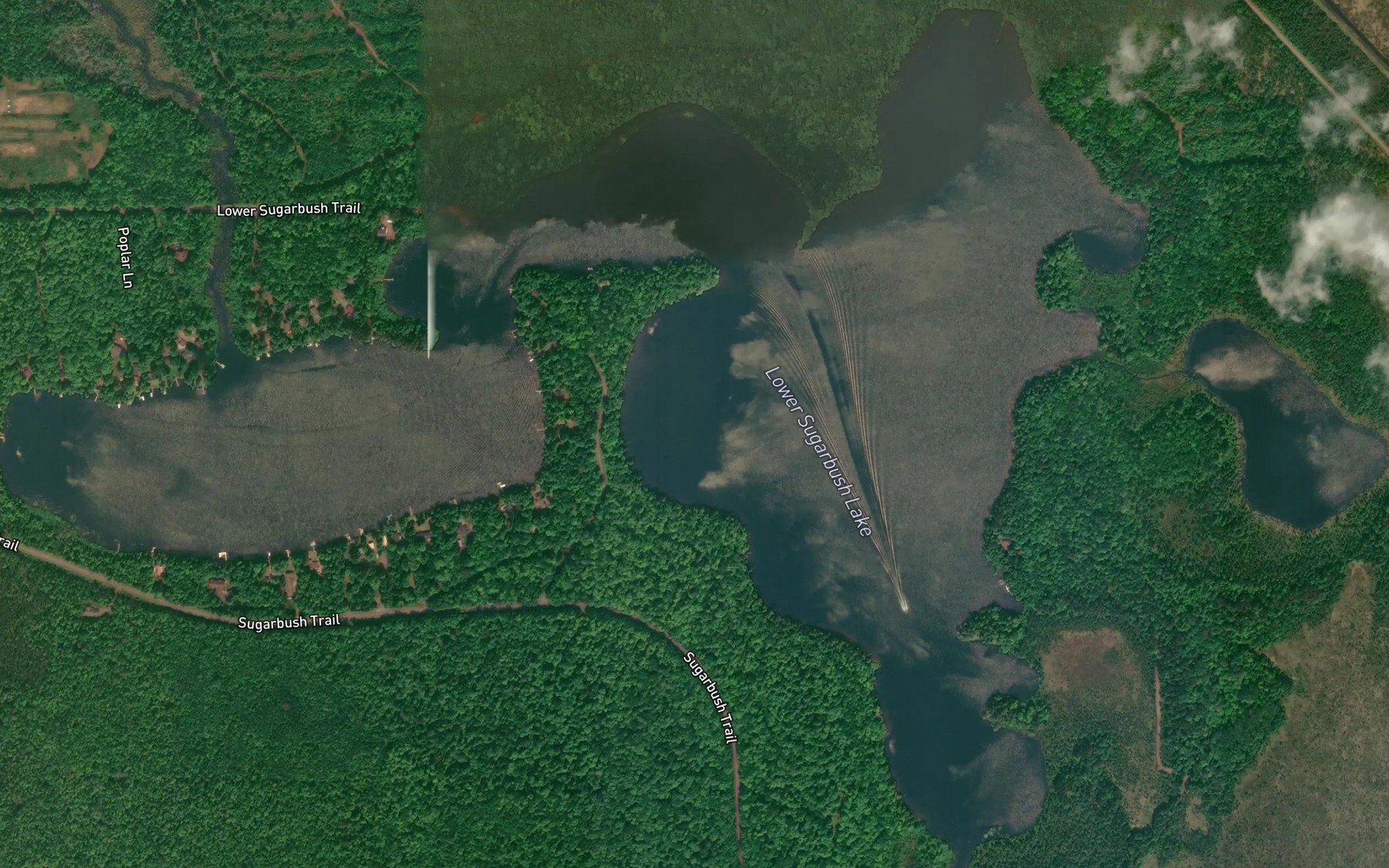 Satellite map of the Lower Sugarbush Lake
