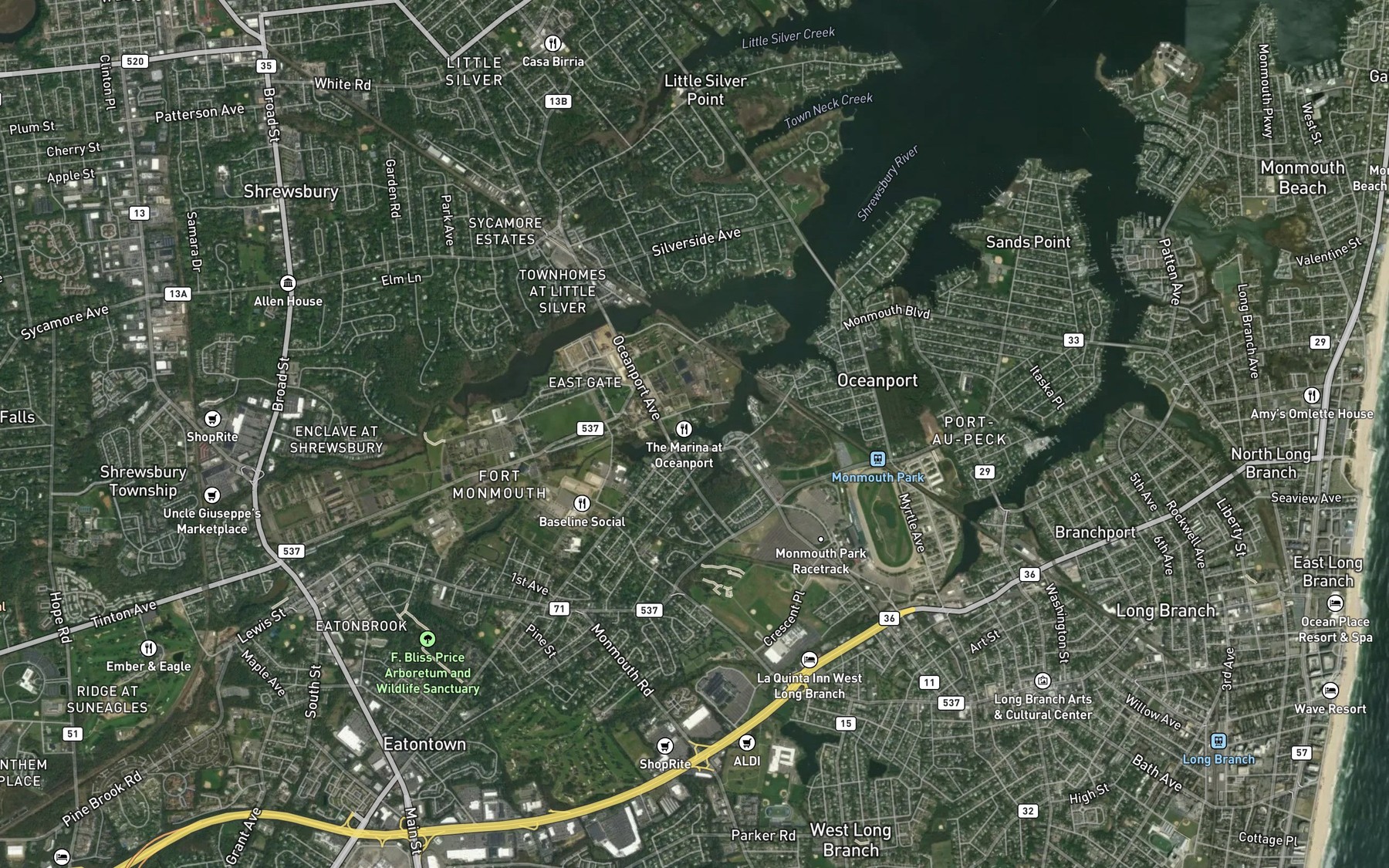 Satellite map of the Old Wharf Park