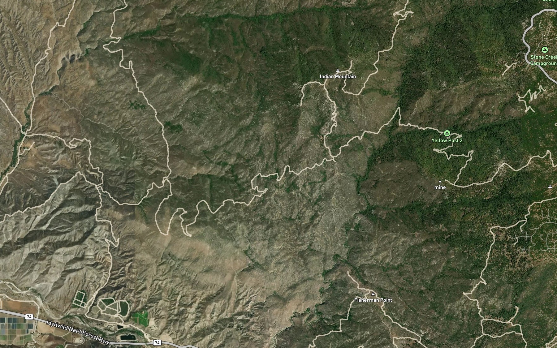 Satellite map of the Fawn Spring