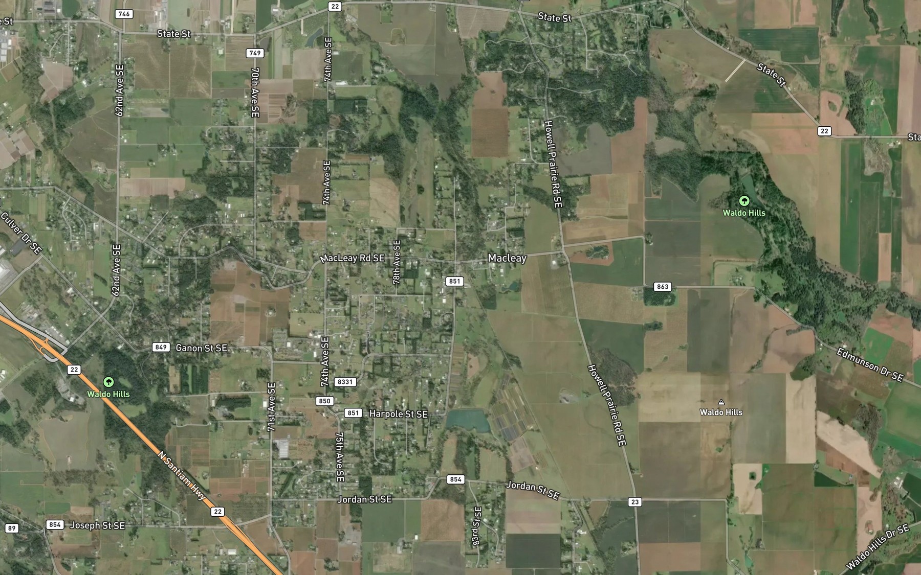 Satellite map of the Blossom Creek