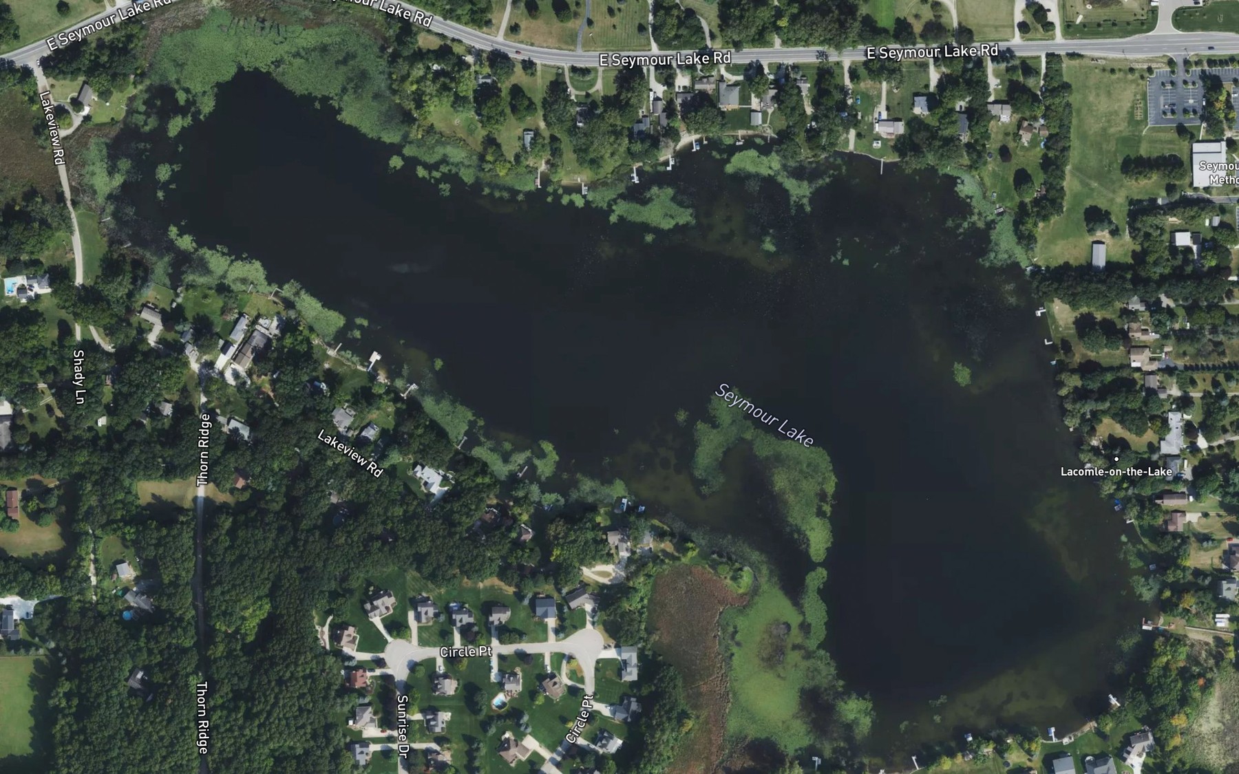 Satellite map of the Seymour Lake