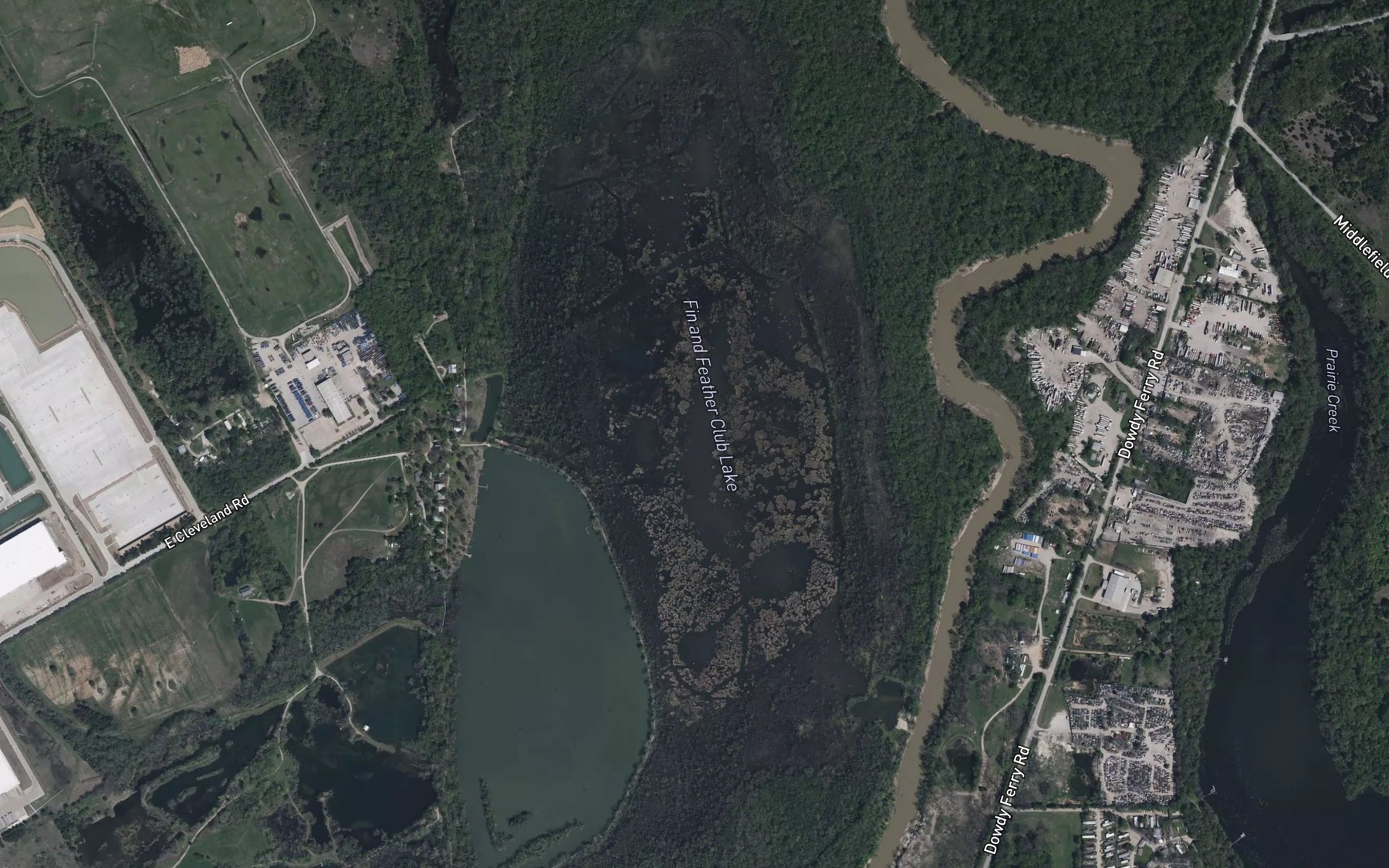 Satellite map of the Fin and Feather Club Lake