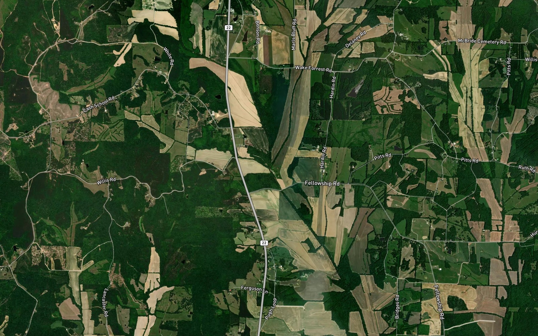 Satellite map of the Dry Creek