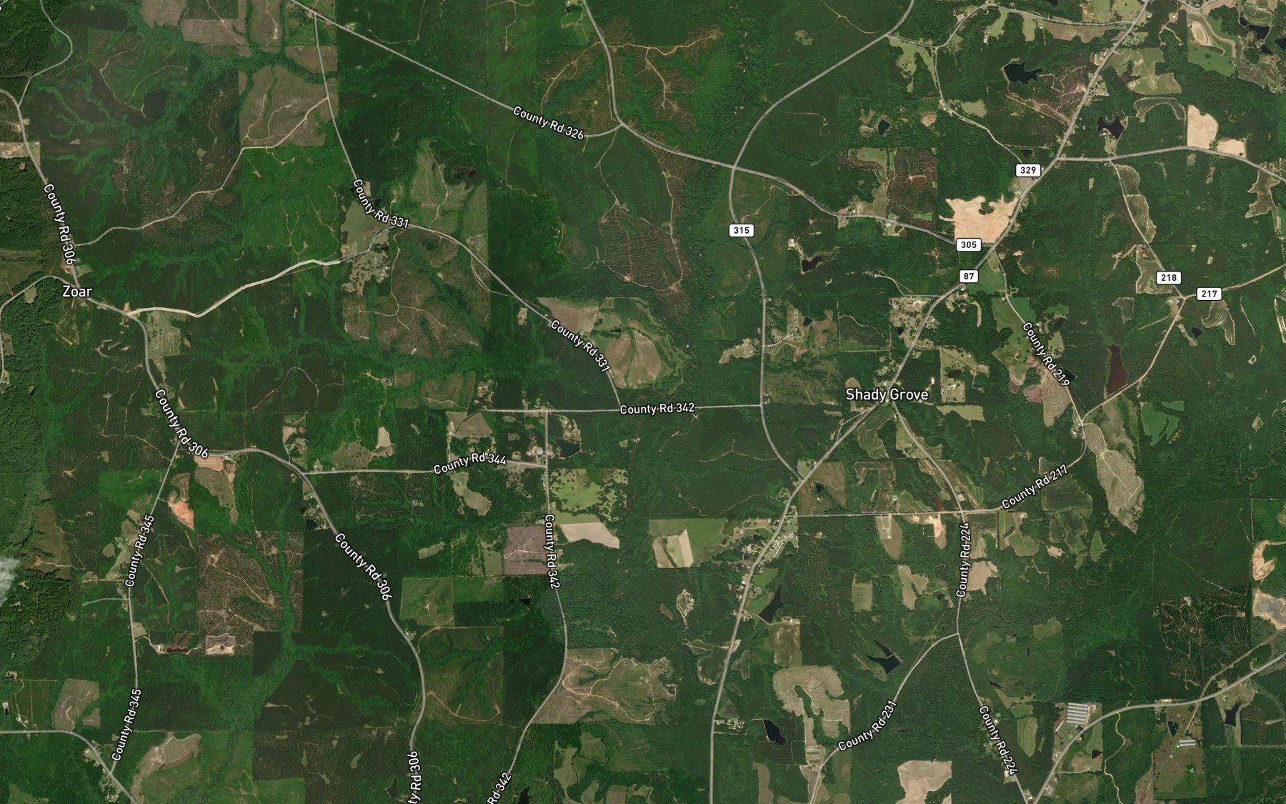 Satellite map of the Pridgeon Branch