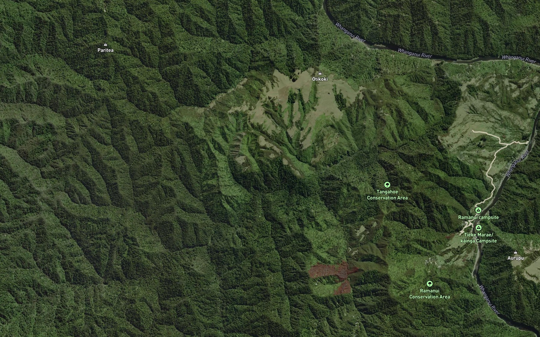 Satellite map of the Whitiwhakatara Stream