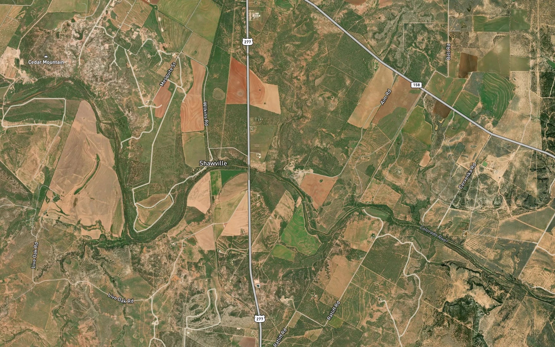 Satellite map of the Kickapoo Creek