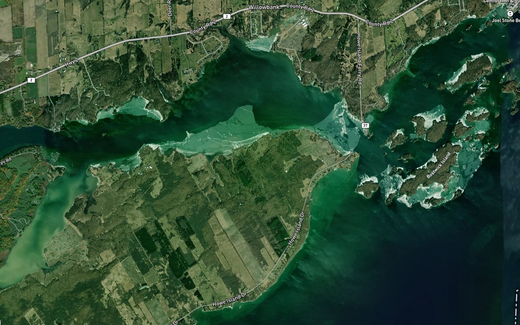 Satellite map of the Seburns Creek