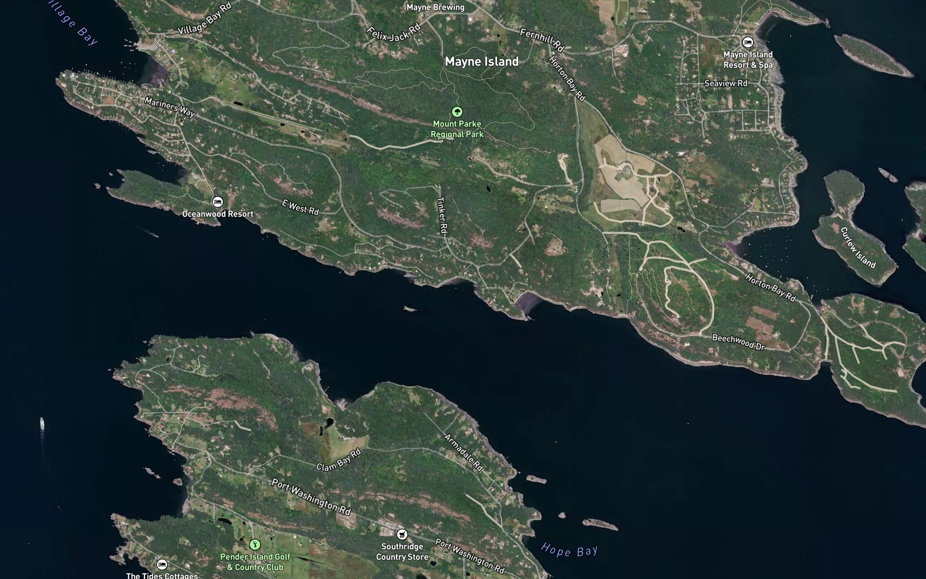 Satellite map of the Gallagher Bay