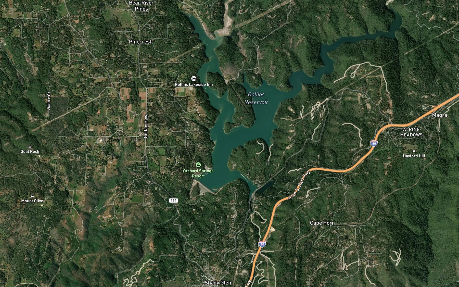 Satellite map of the Greenhorn Creek