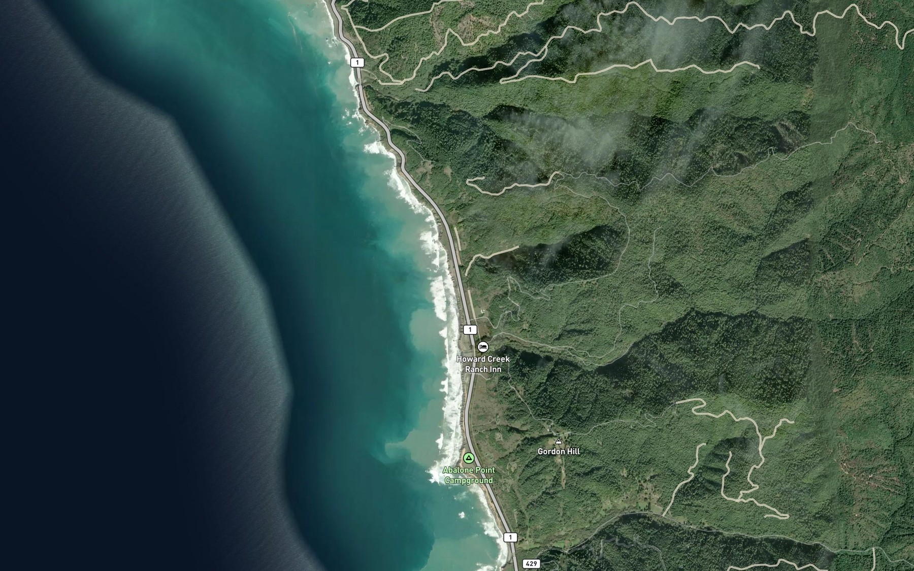 Satellite map of the Little Howard Creek