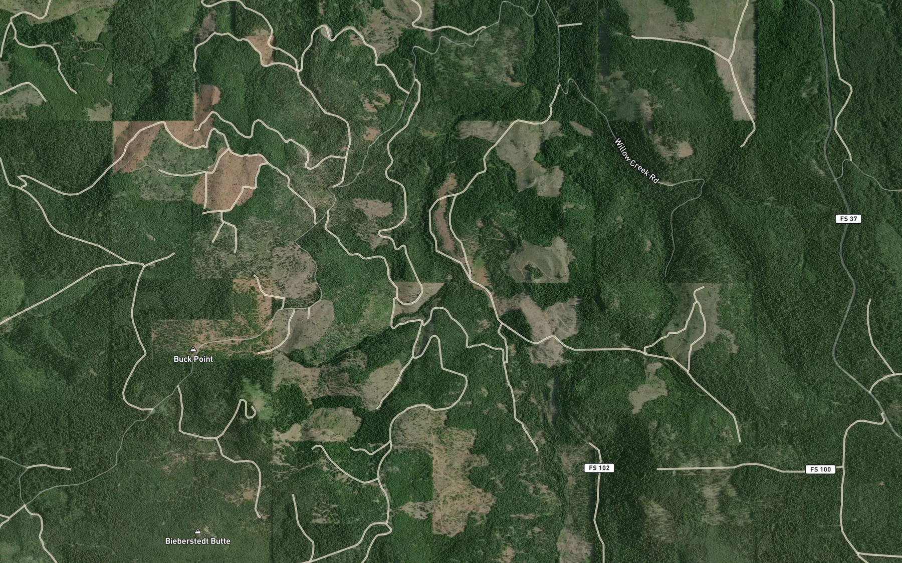 Satellite map of the Buck Point Creek