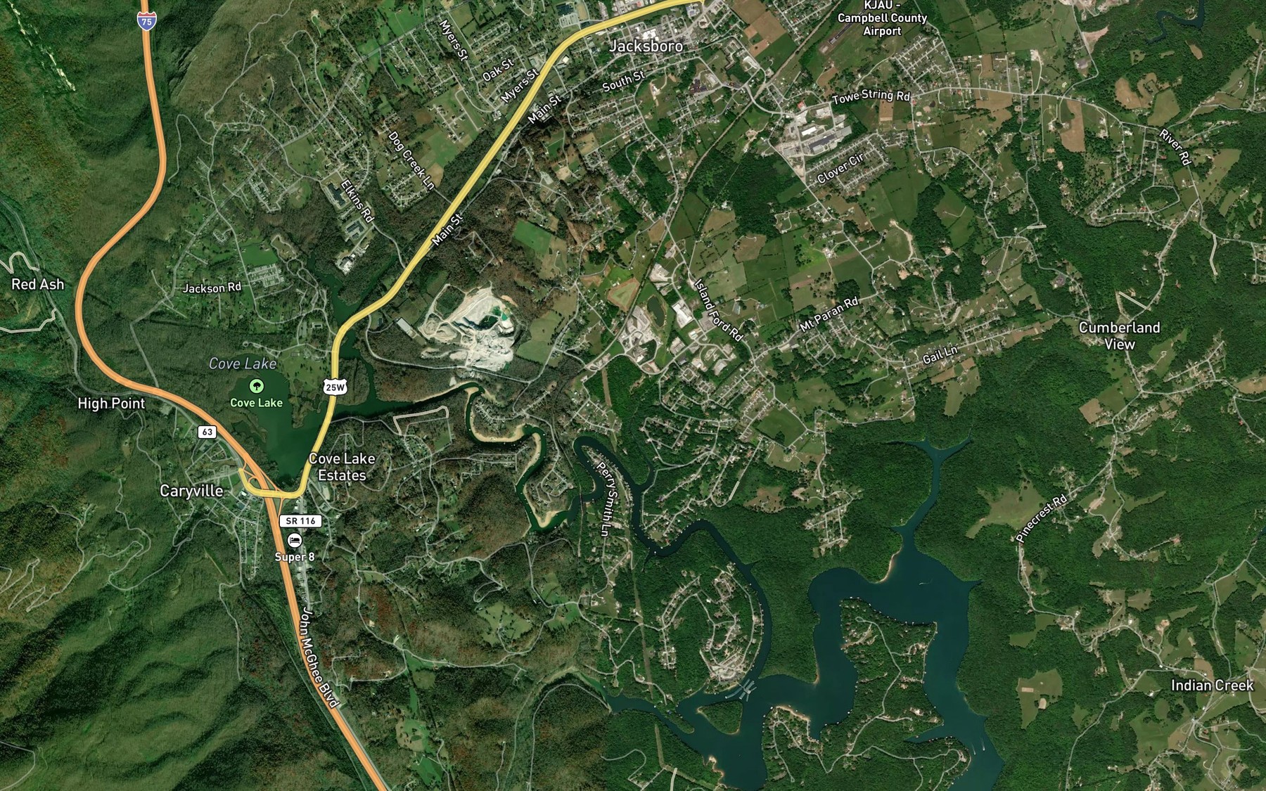 Satellite map of the Cave Spring