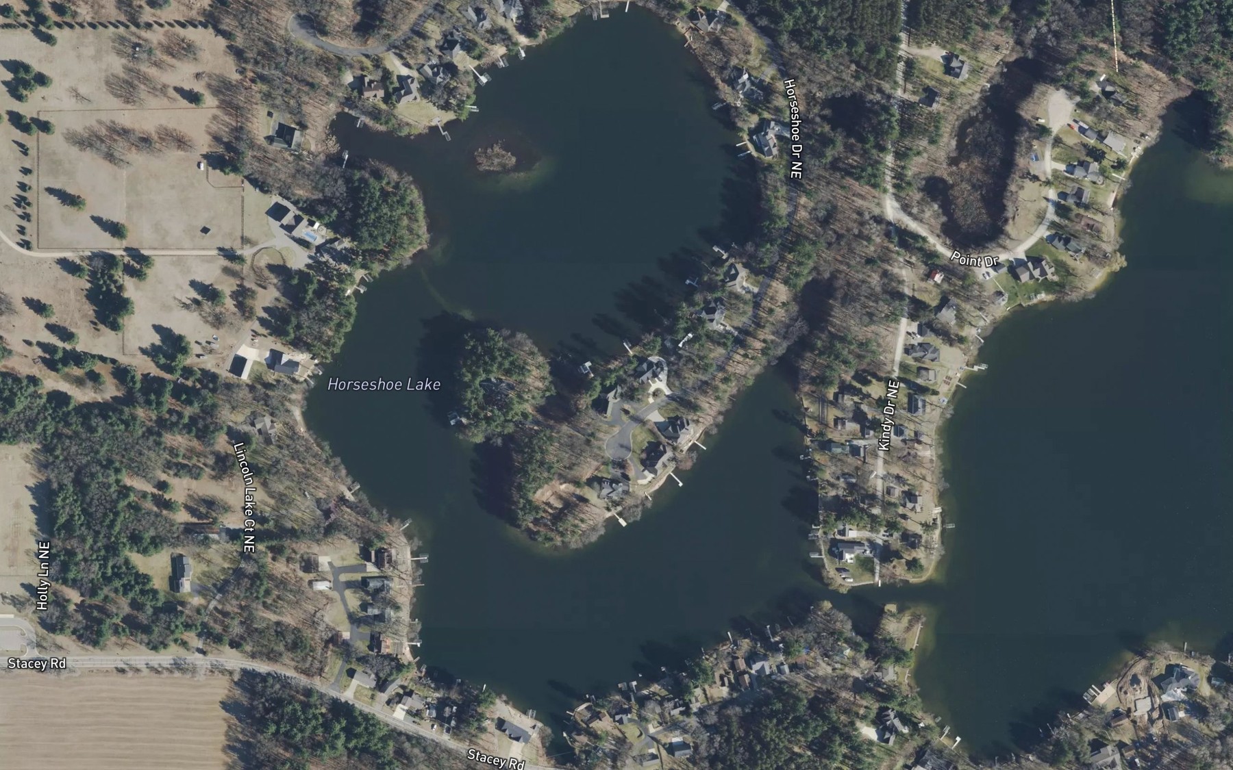 Satellite map of the Horseshoe Lake