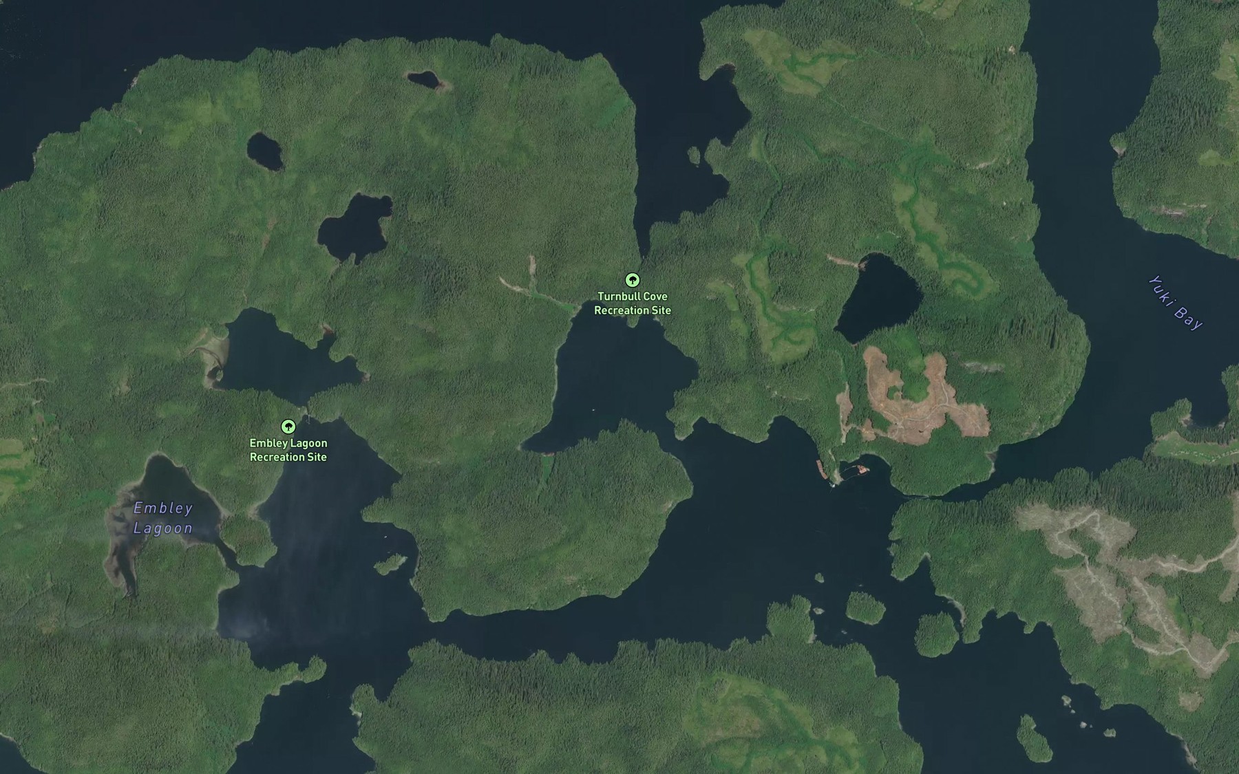 Satellite map of the Turnbull Cove