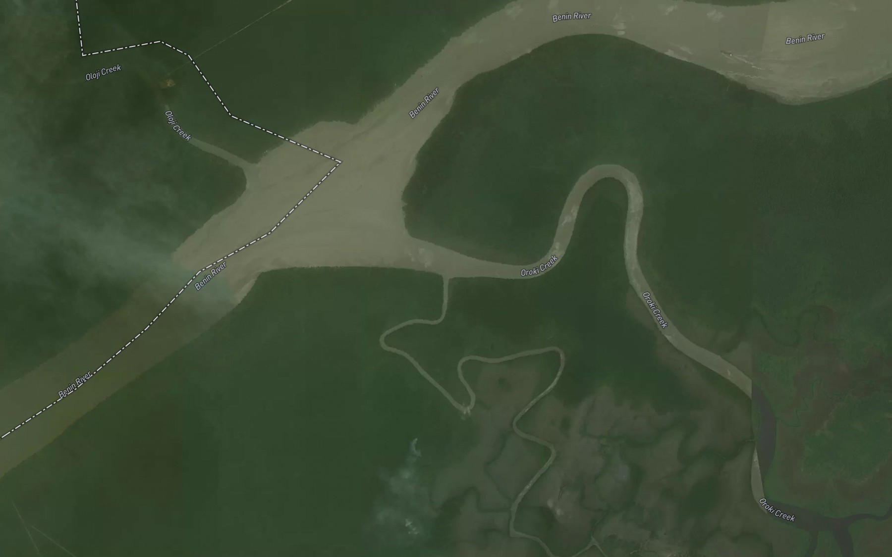 Satellite map of the Ubasobo Creek