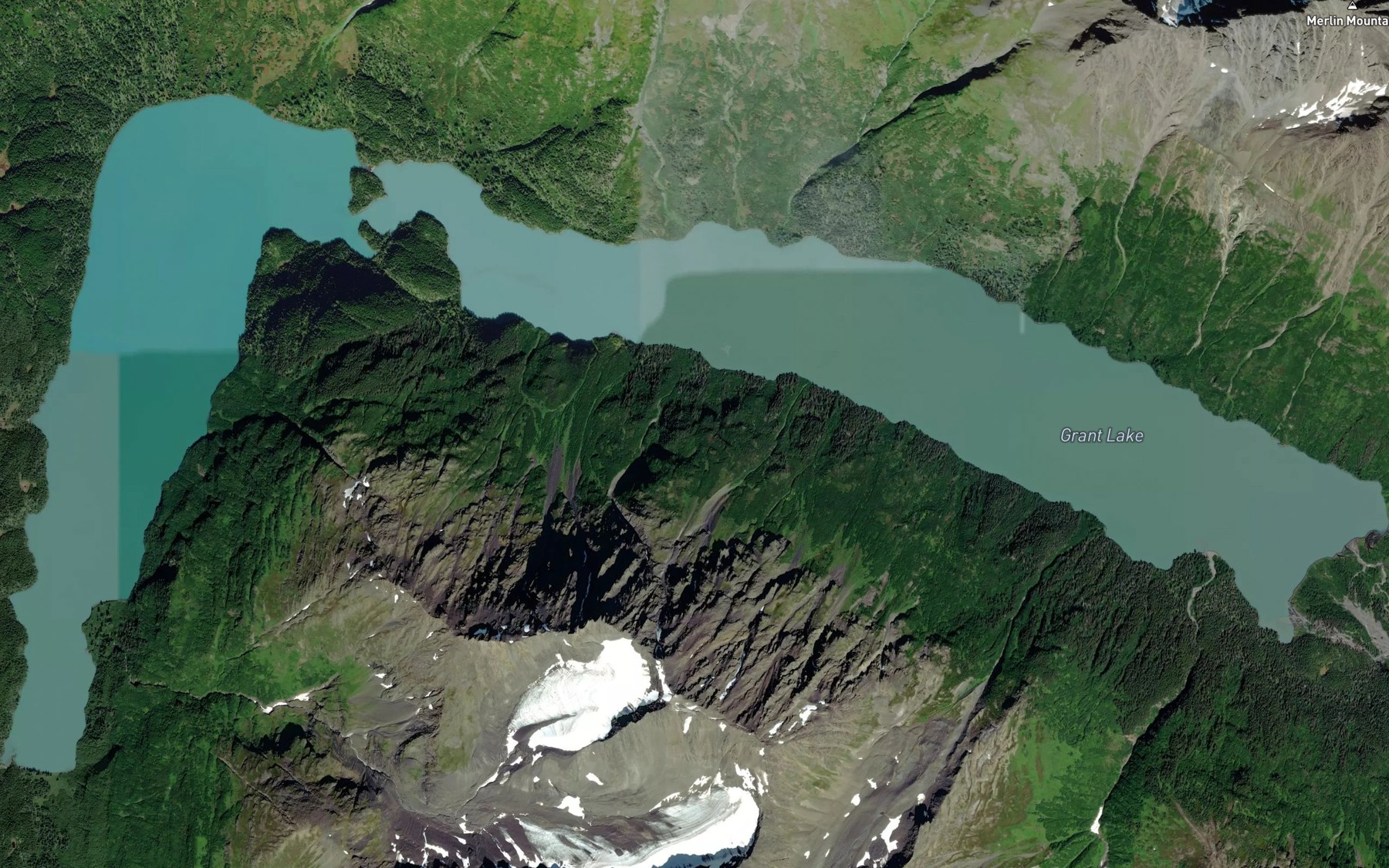 Satellite map of the Grant Lake