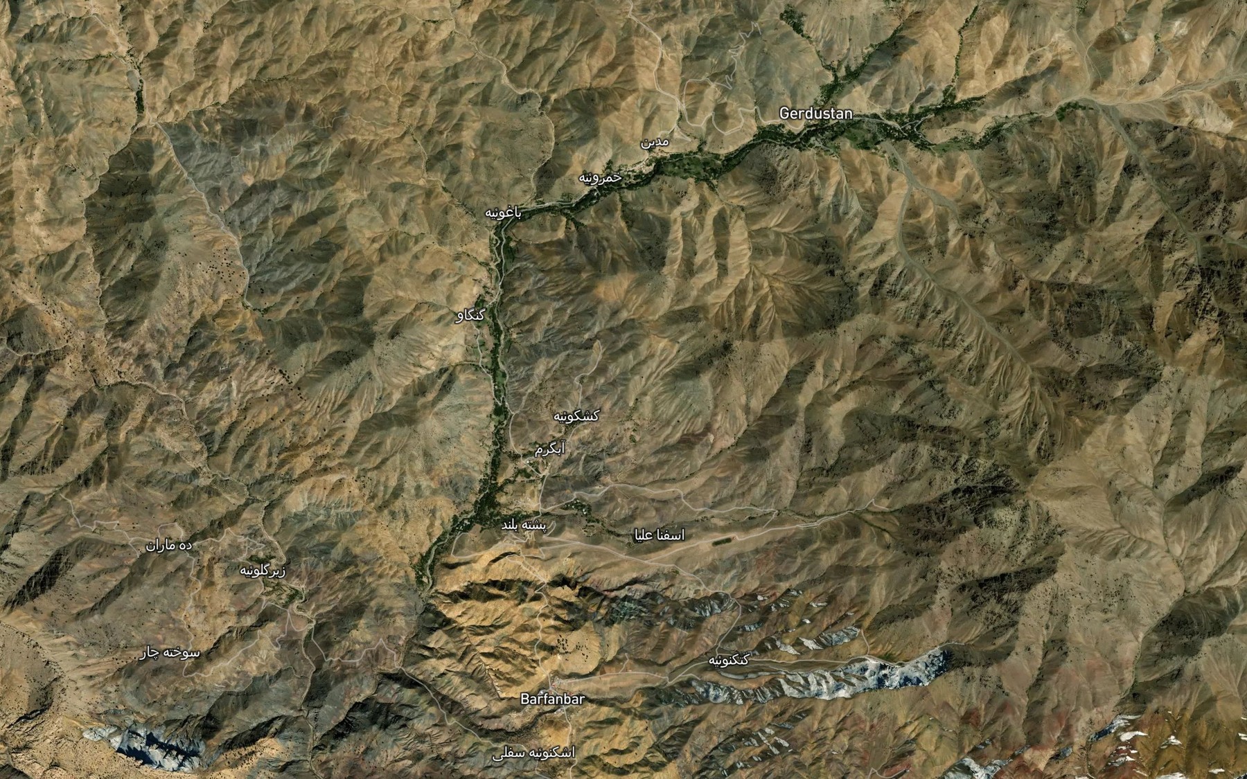 Satellite map of the Cheshmeh-ye Abgarm