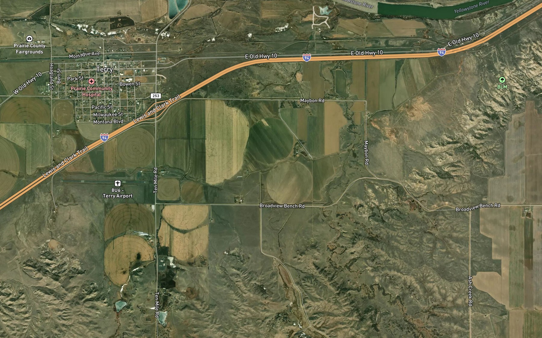 Satellite map of the Terry Main Canal