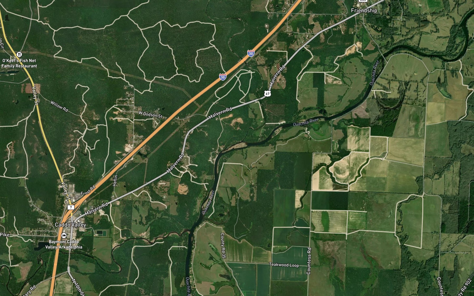 Satellite map of the De Roche Creek