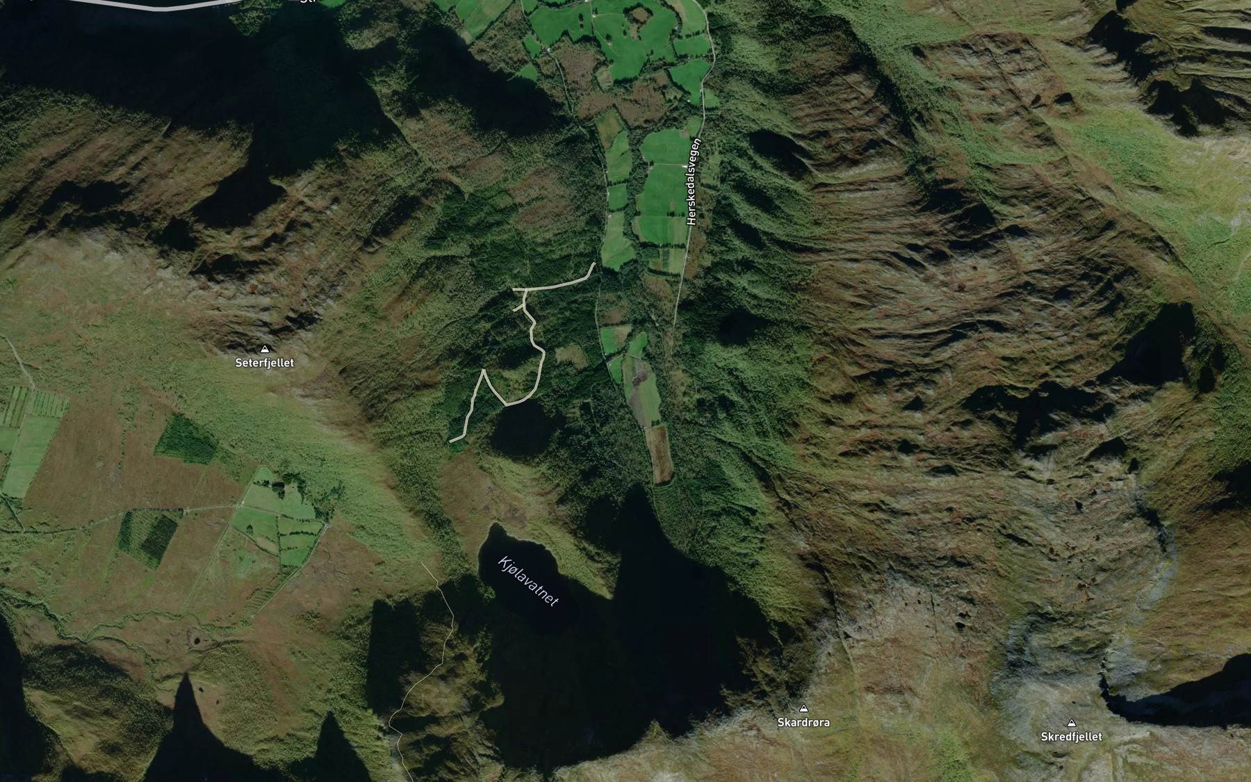 Satellite map of the Skalmyrbekken
