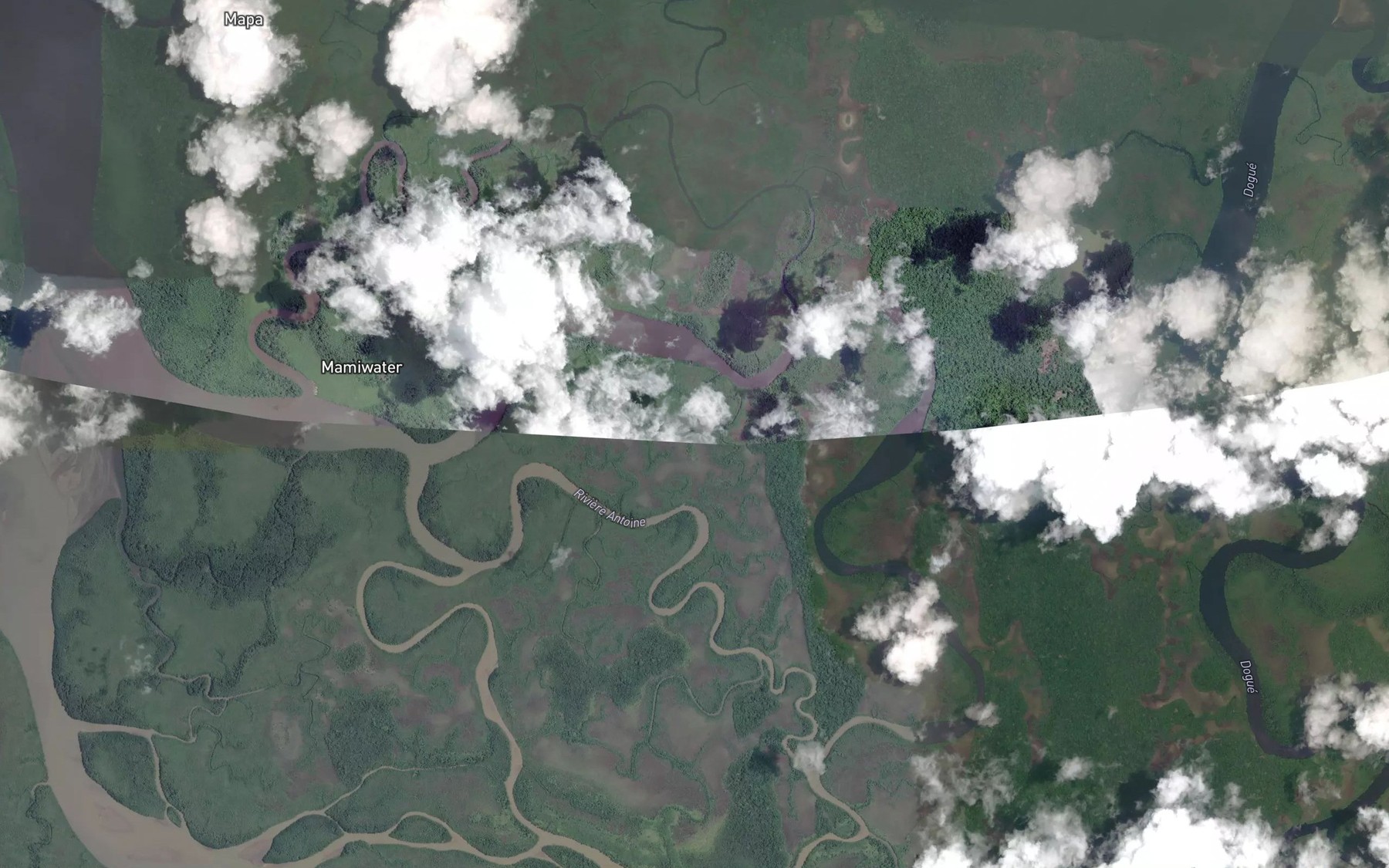 Satellite map of the Crique Chargeurs
