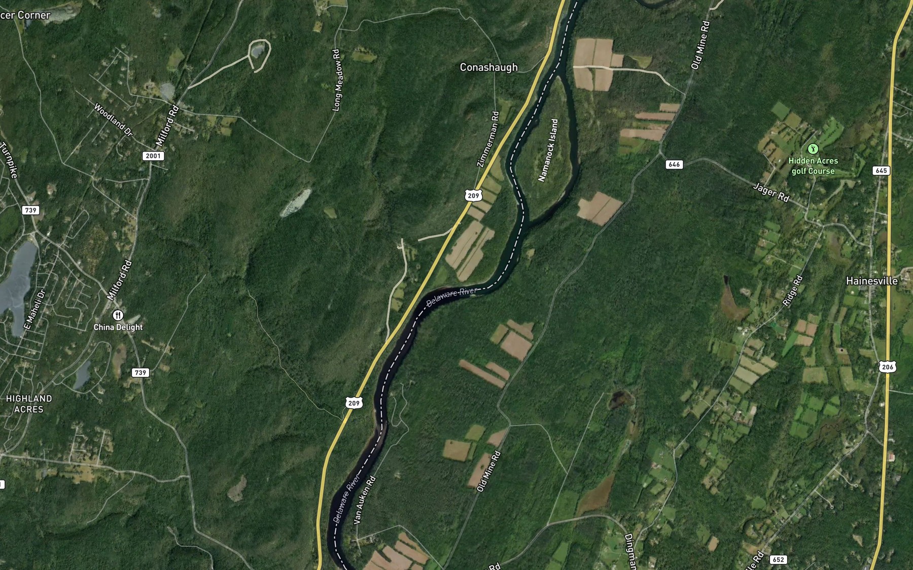 Satellite map of the Dry Brook