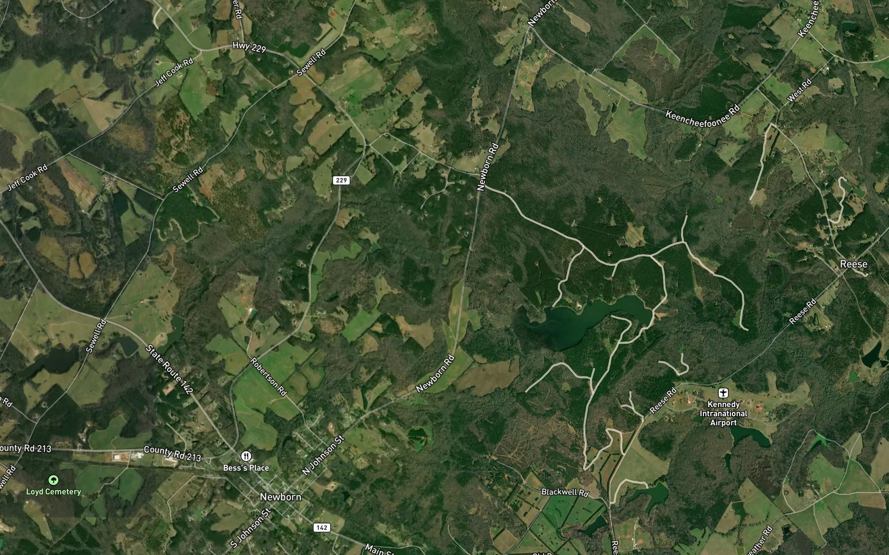 Satellite map of the Tanyard Branch
