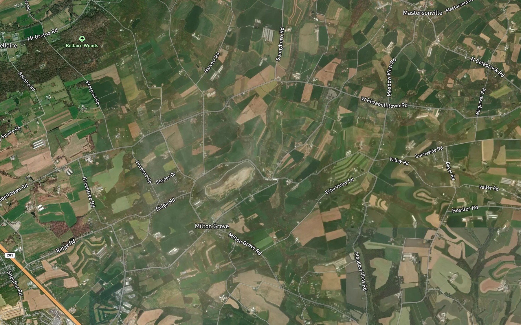 Satellite map of the Shells Run