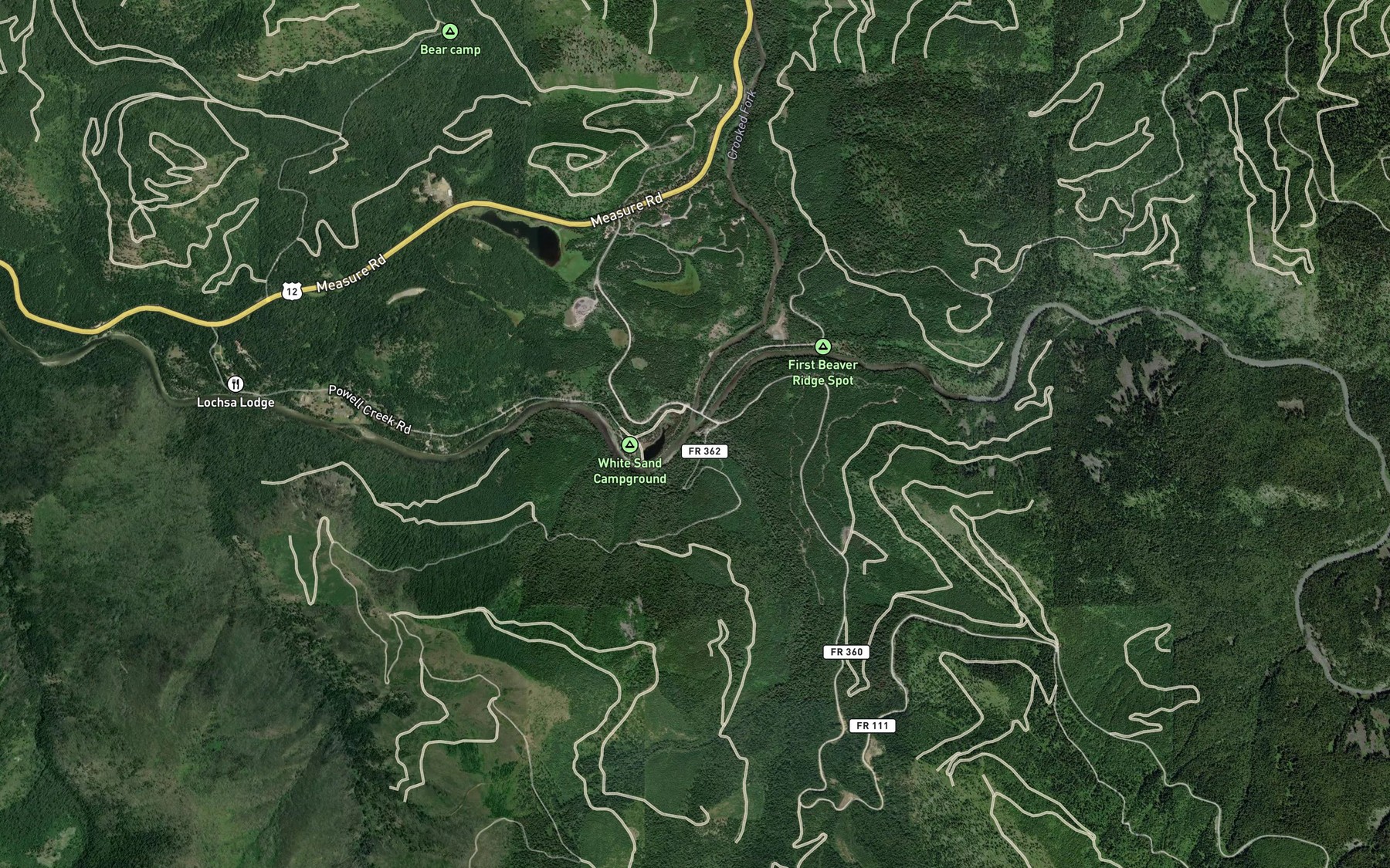 Satellite map of the Colt Killed Creek