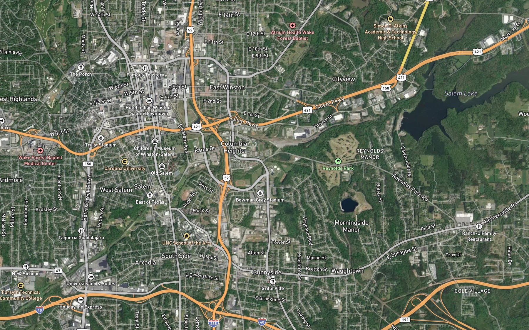 Satellite map of the Brushy Fork